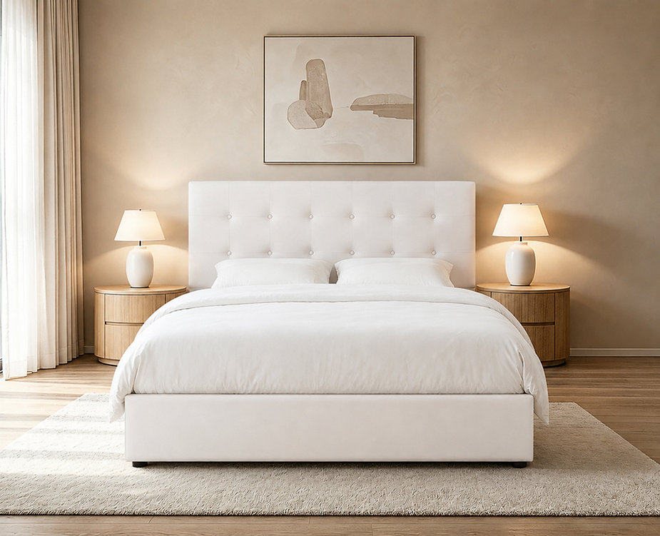 IF-5446 Cream Fabric Bed