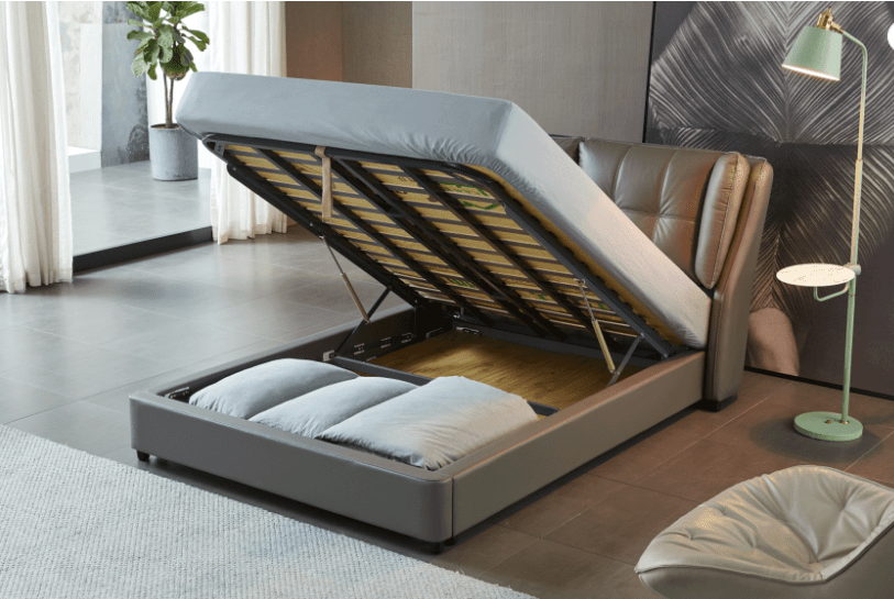 ESFESF 1806 Top Grain Leather Queen Bed with Storage