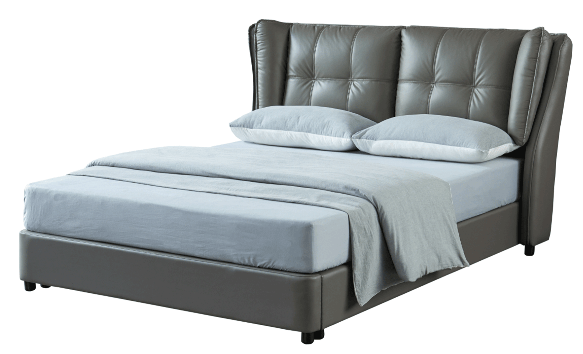 ESFESF 1806 Top Grain Leather Queen Bed with Storage