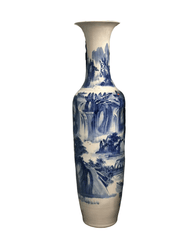 FengshengBlue and White Porcelain Vase - 71"H