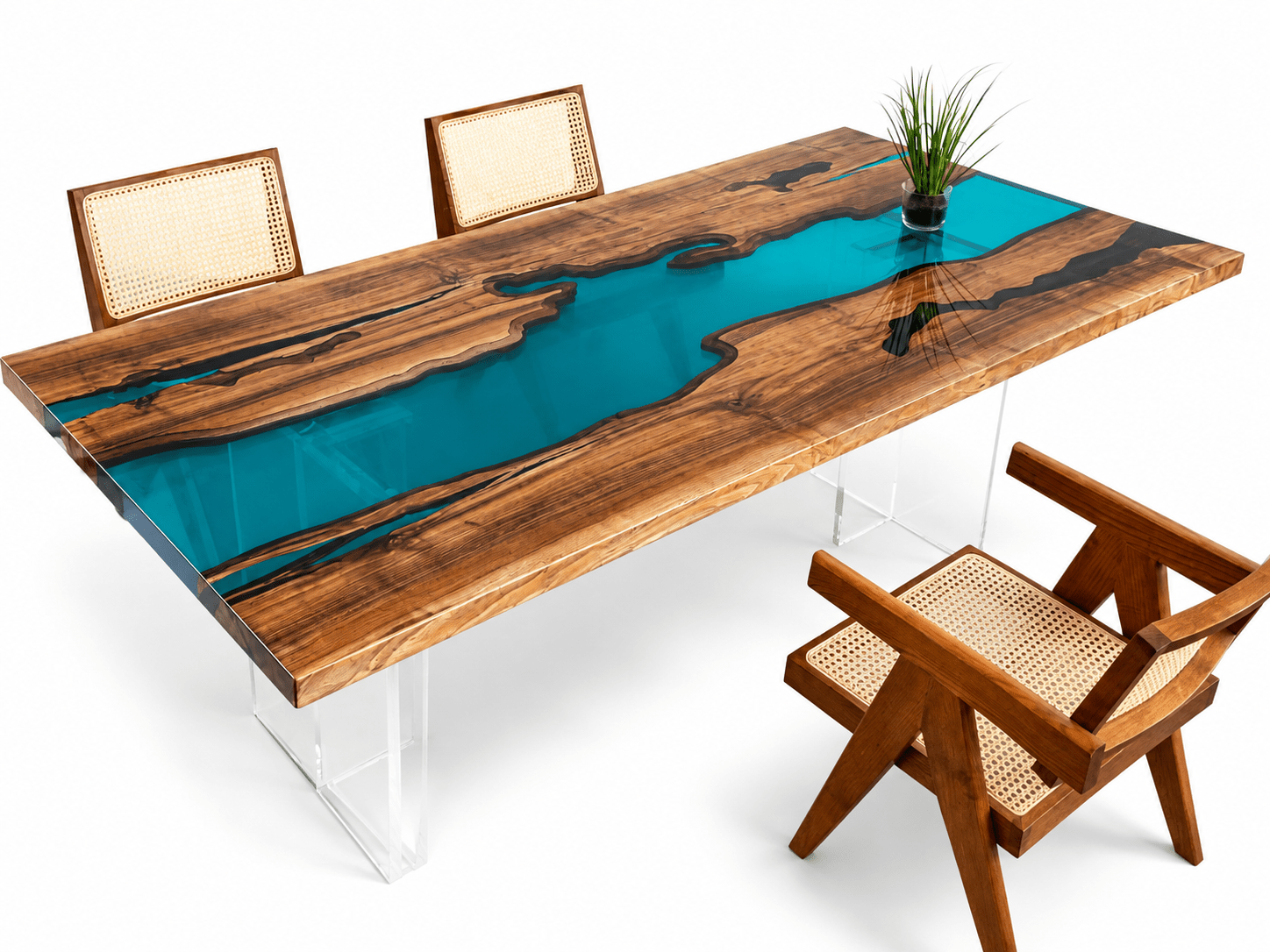 HenchelleEpoxy Resin Solid Wood Dining Table