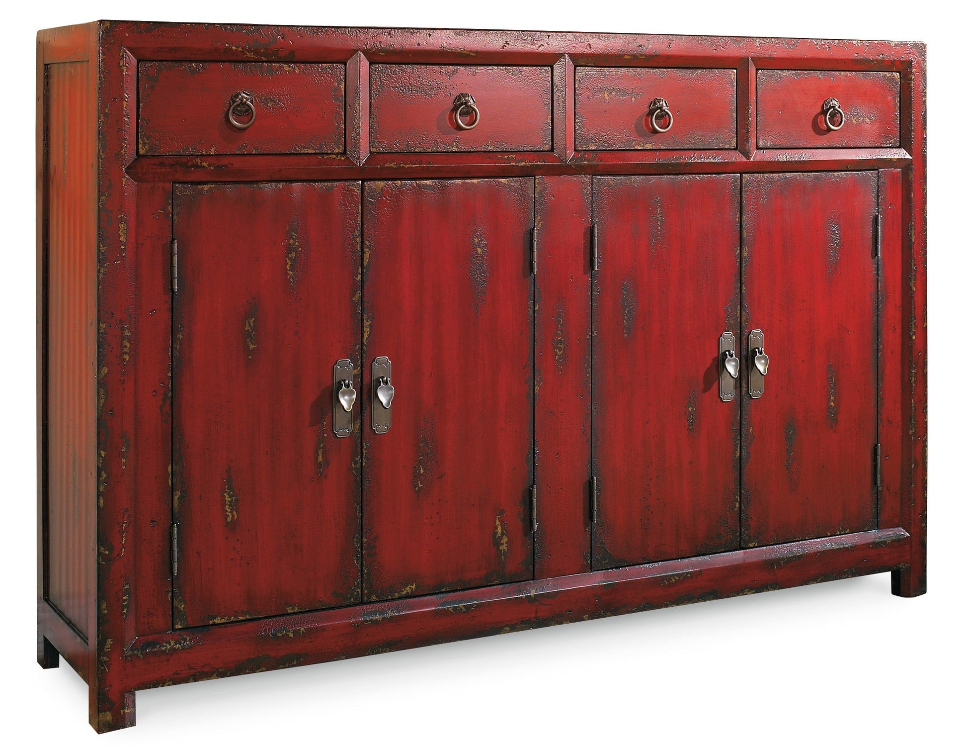Hooker58'' Red Asian Cabinet