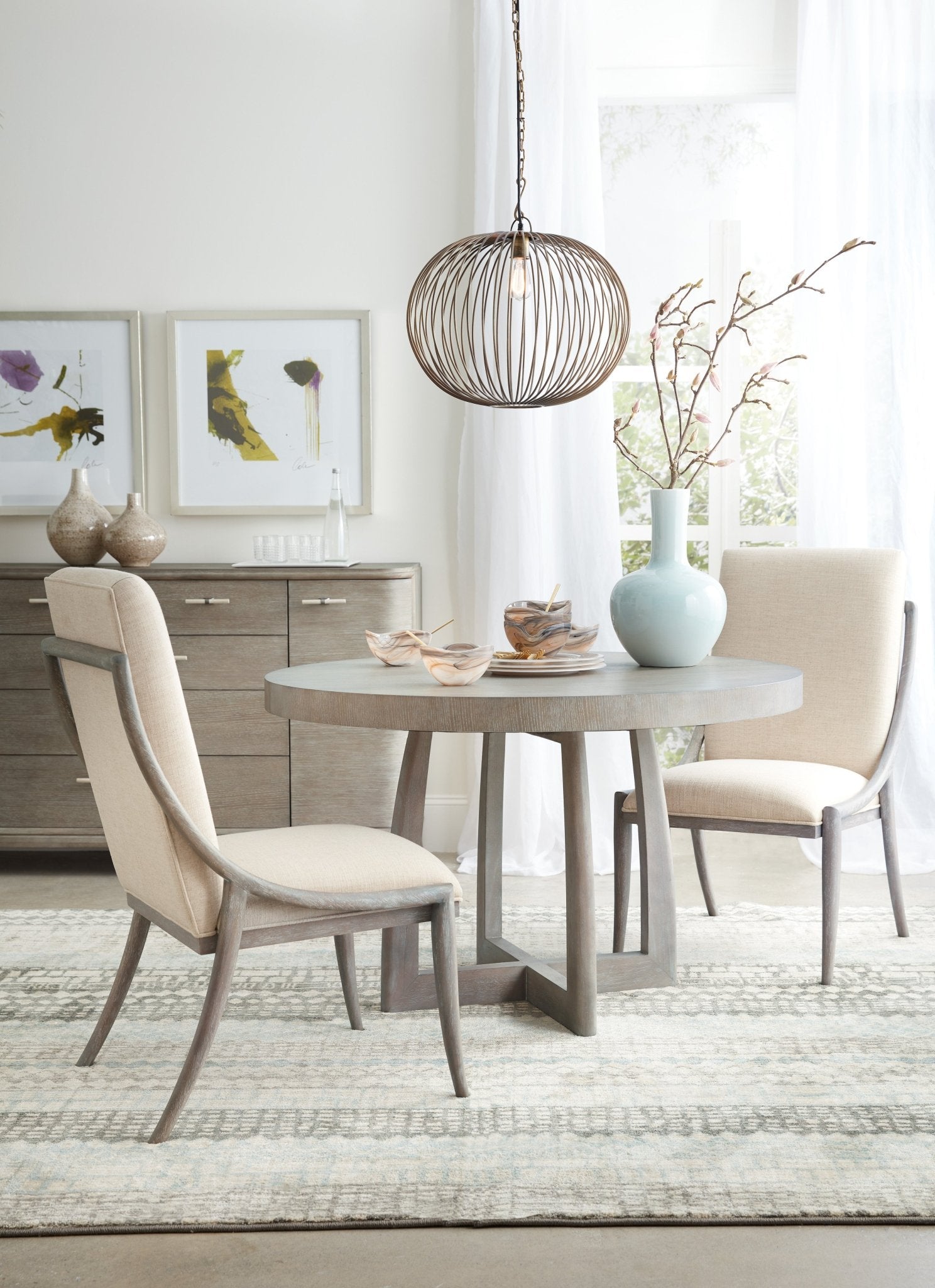 HookerAffinity 48in Round Pedestal Dining Table with 1 - 18in Leaf