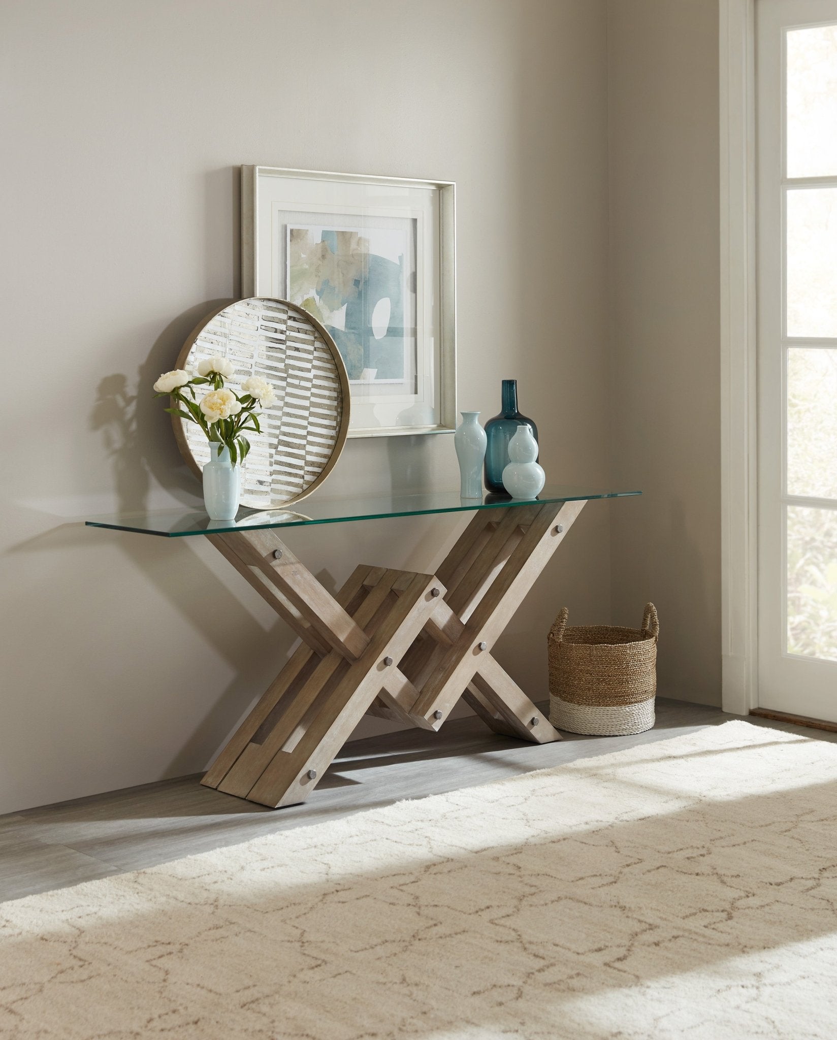 HookerAffinity Glass Top Accent Console