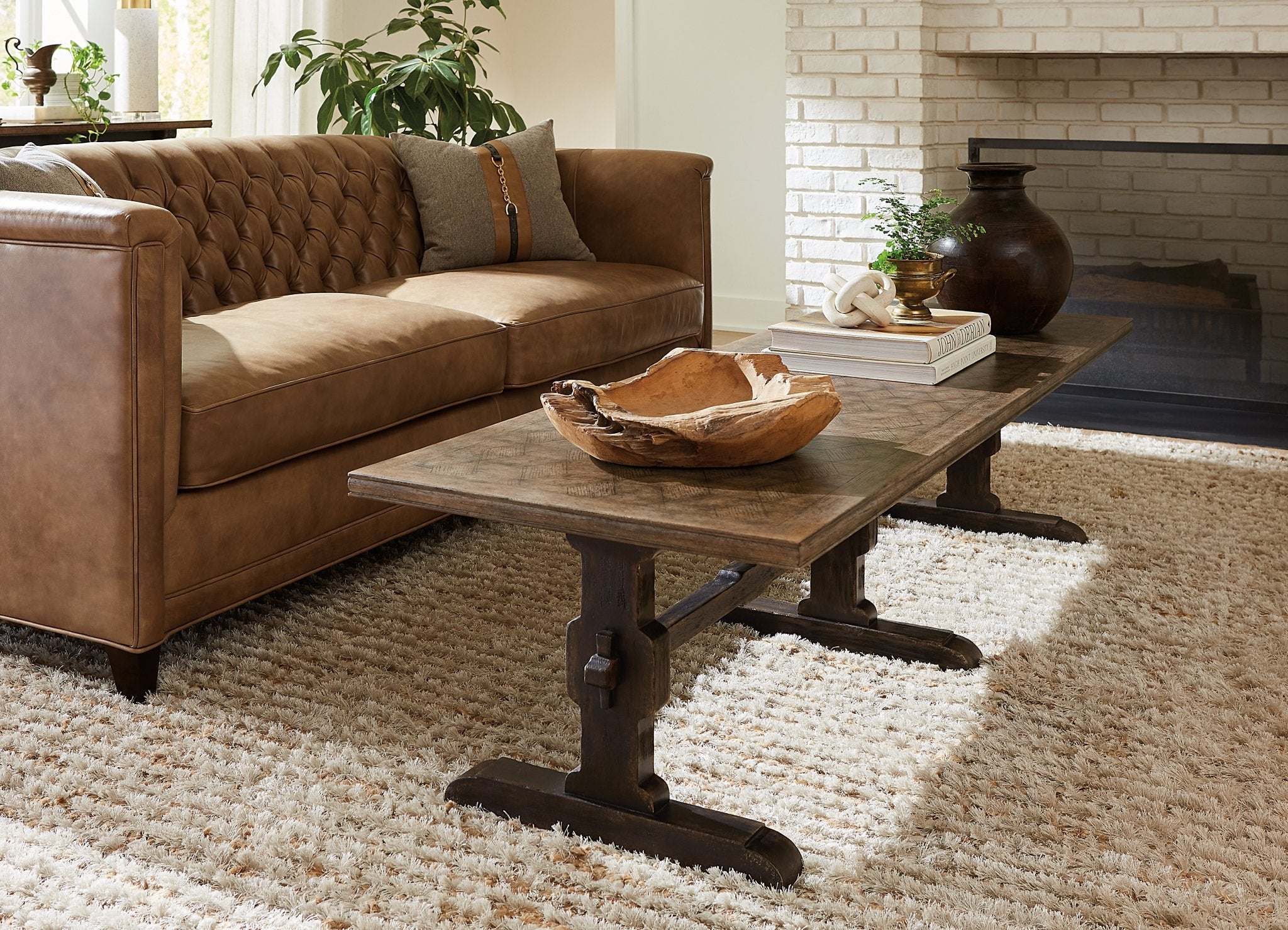 HookerAmericana Trestle Rectangle Cocktail Table
