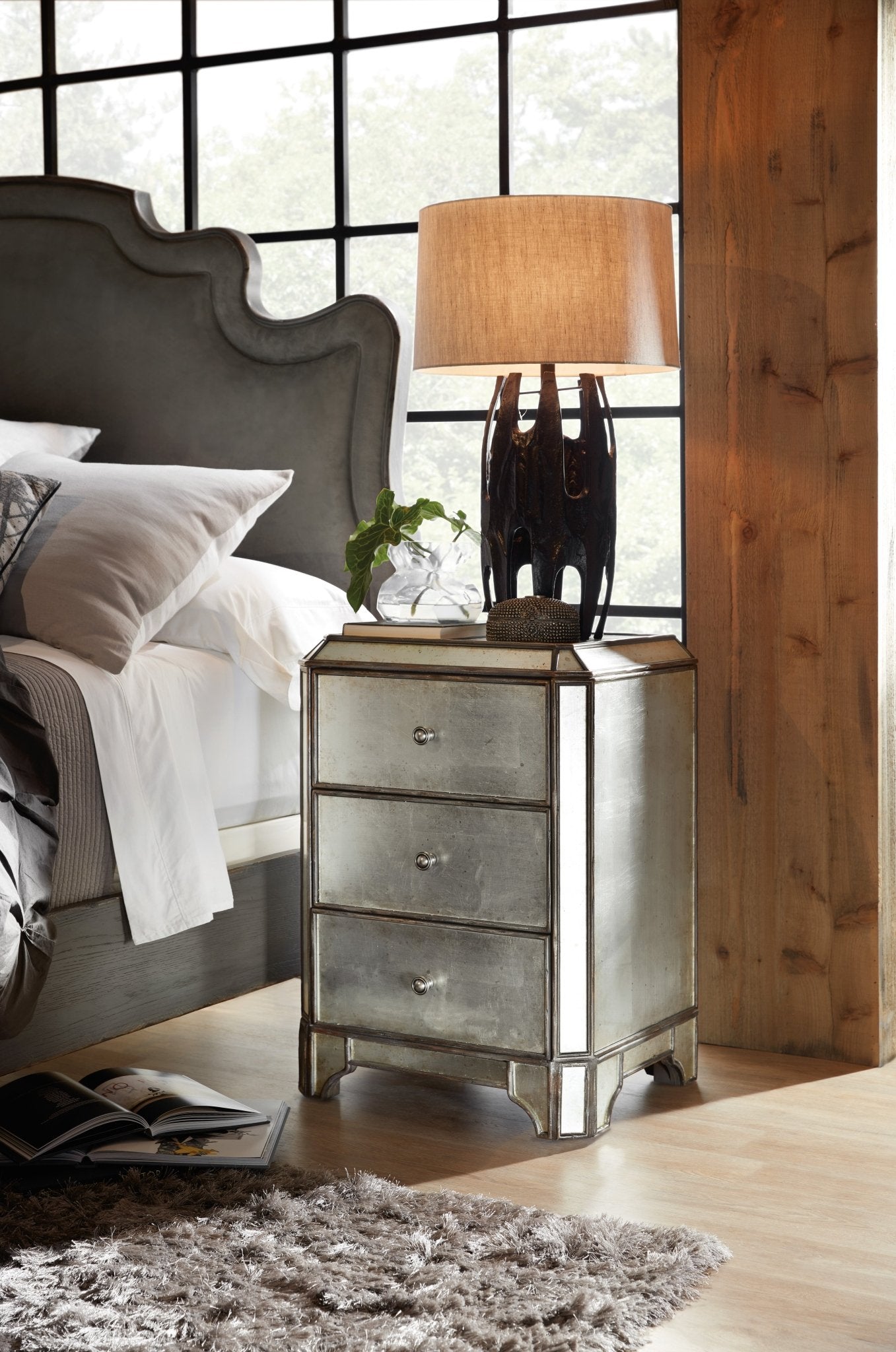 HookerArabella Mirrored Three - Drawer Nightstand