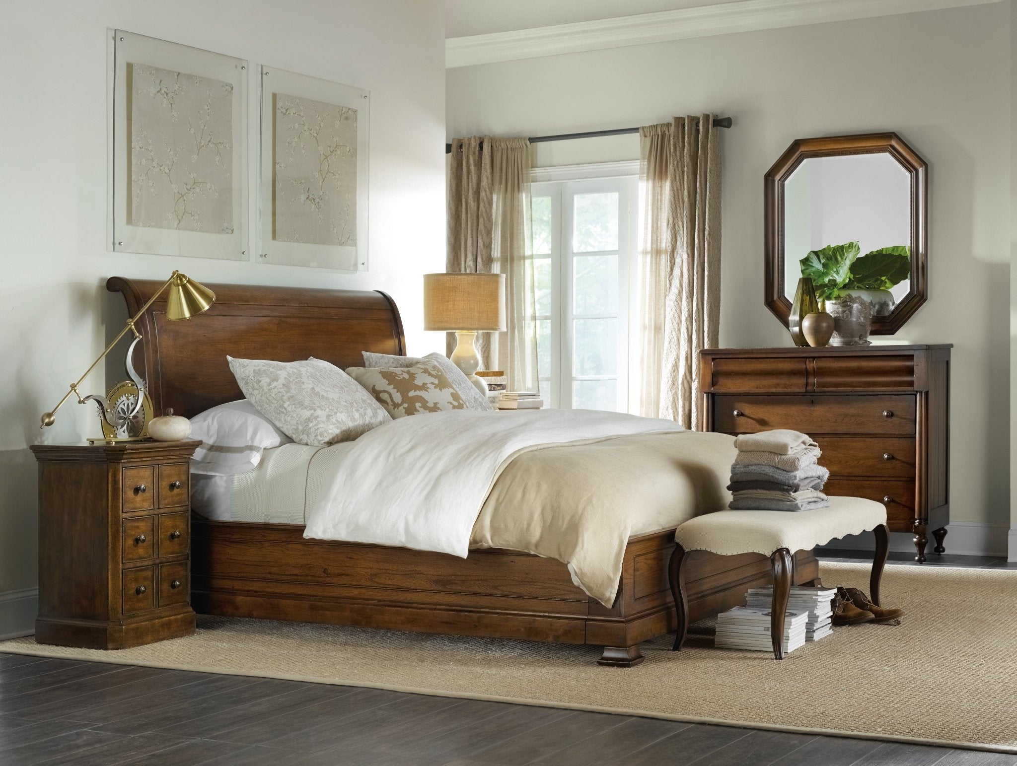 HookerArchivist Queen Sleigh Bed withLow Footboard
