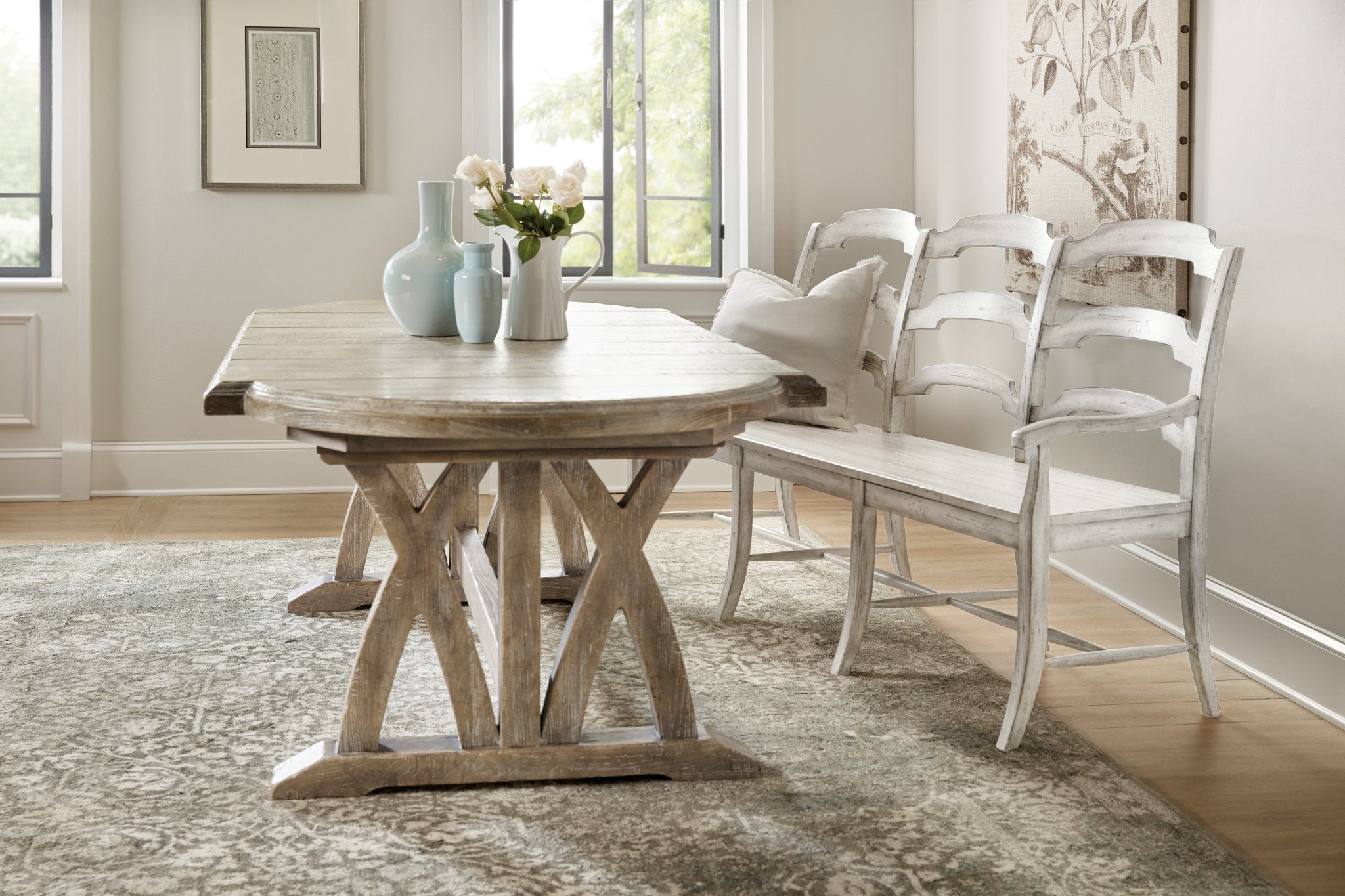 HookerBoheme Colibri 88in Trestle Dining Table with 1 - 20in Leaf