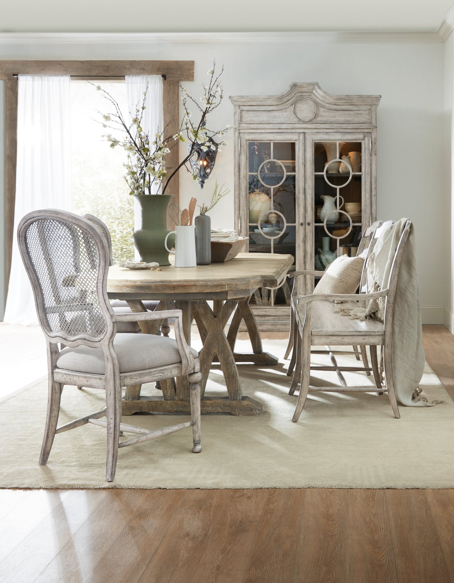 HookerBoheme Colibri 88in Trestle Dining Table with 1 - 20in Leaf