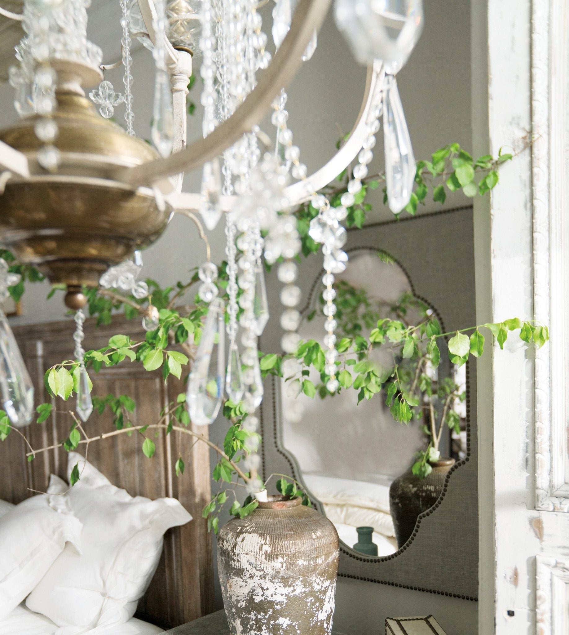 HookerBoheme Nourmand Linen Wrapped Mirror