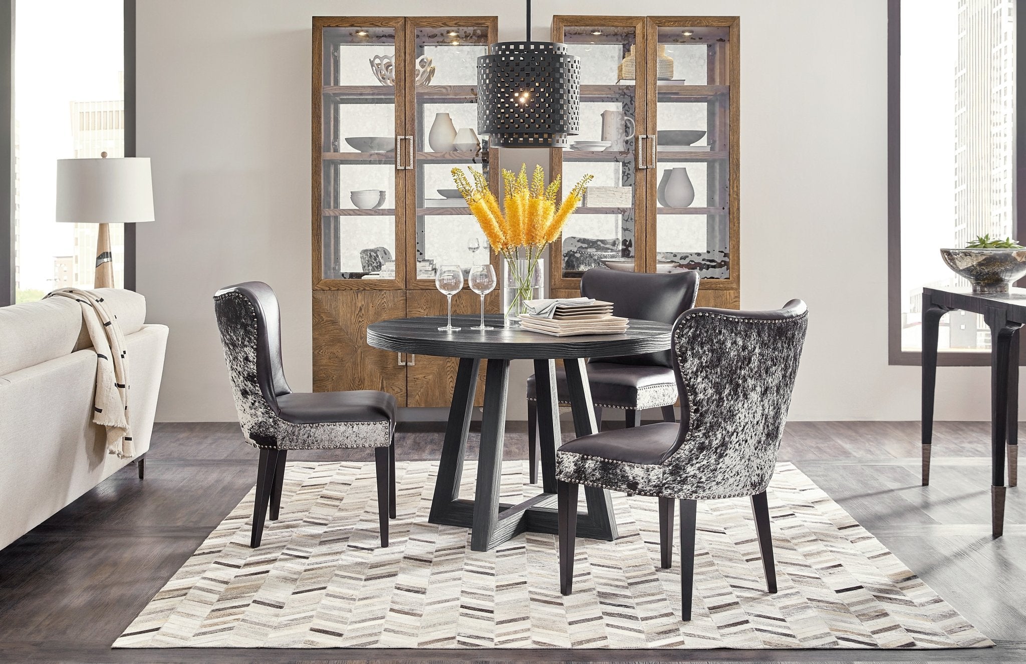 HookerChapman Shou Sugi Ban Petite Round Dining Table