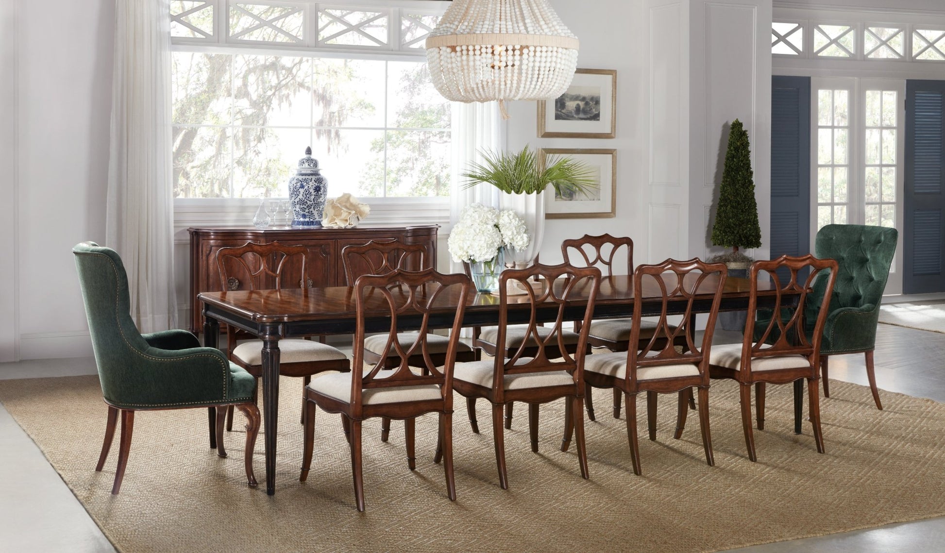 HookerCharleston Rectangle Leg Dining Table w - 2 - 22in Leaves