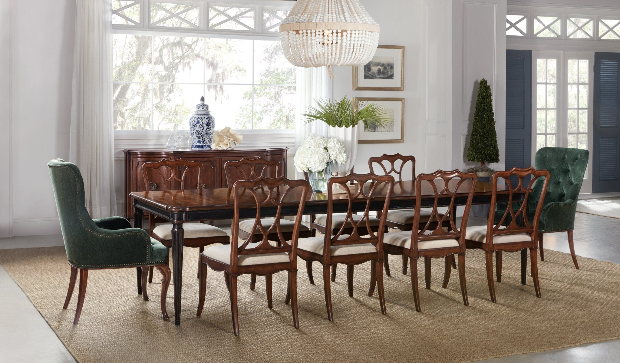 HookerCharleston Rectangle Leg Dining Table w - 2 - 22in Leaves