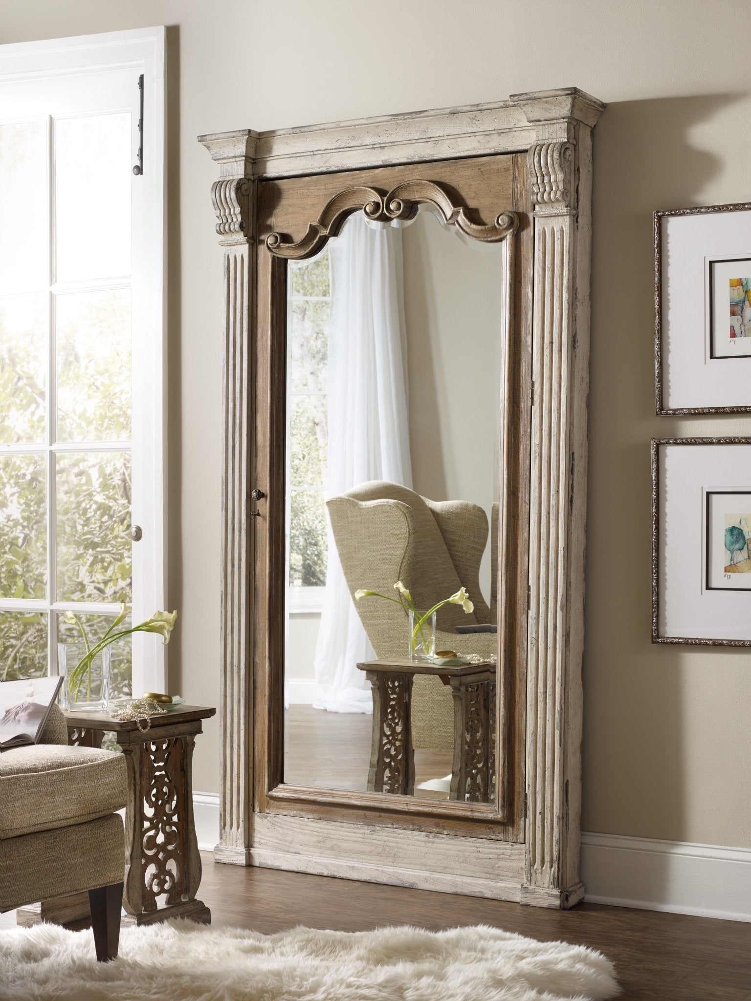 HookerChatelet Floor Mirror withJewelry Armoire Storage