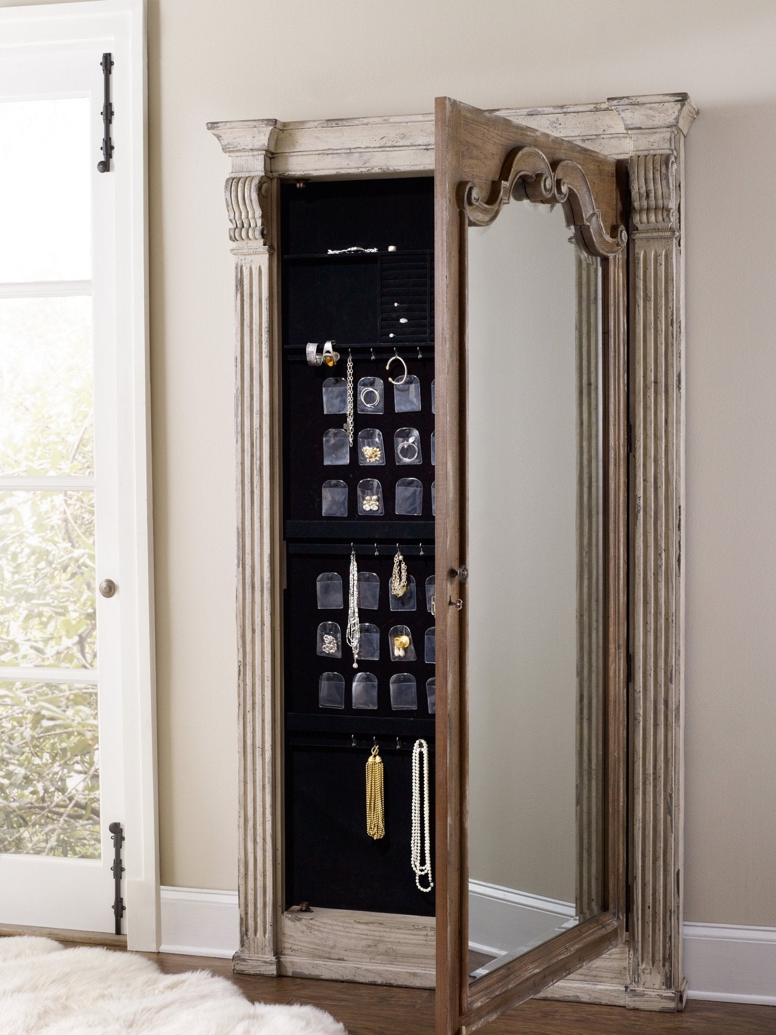 HookerChatelet Floor Mirror withJewelry Armoire Storage