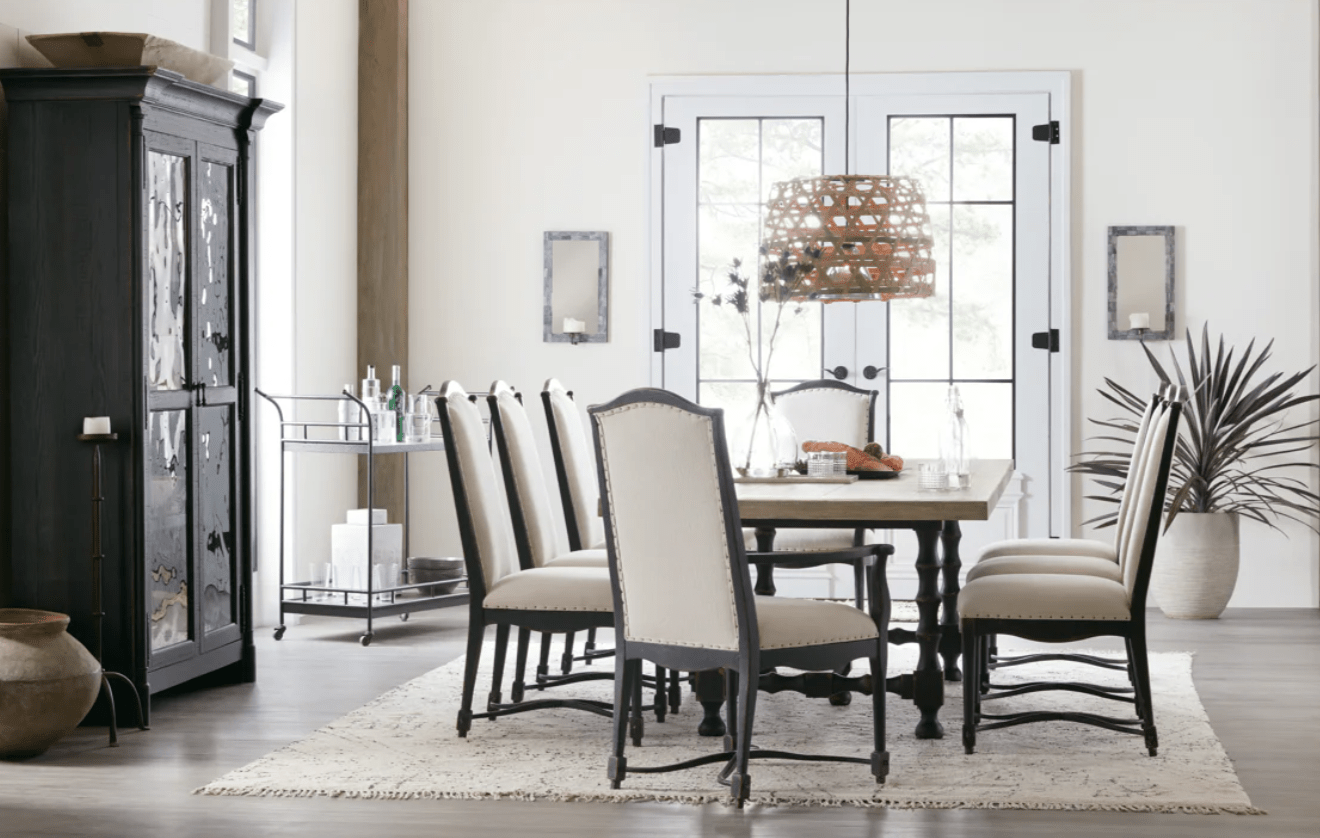 HookerCiao Bella - 84" Trestle Table With 2-18" Leaves - White / Black