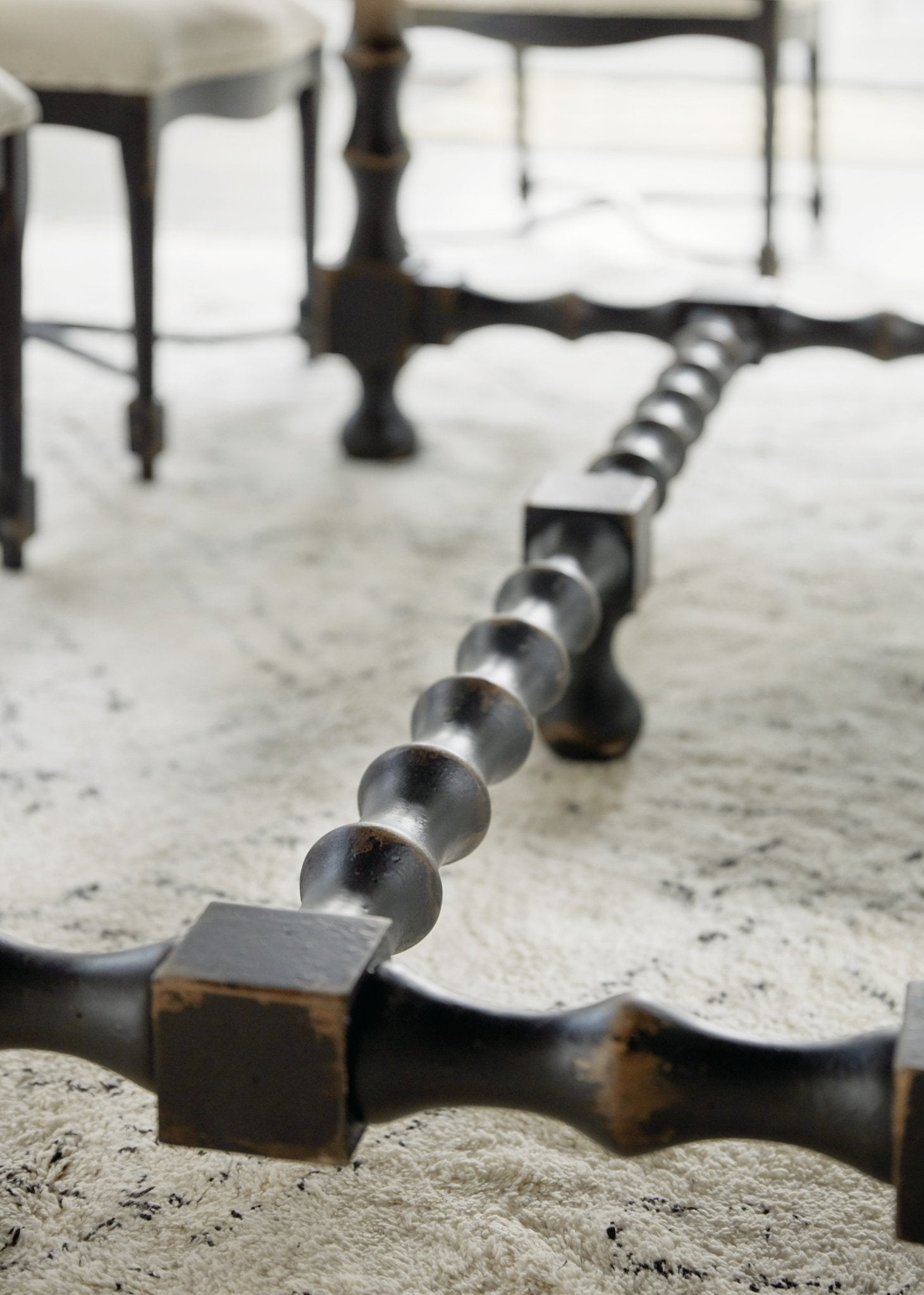 HookerCiao Bella 84in Trestle Table with 2 - 18in Leaves - Flaky White/Black