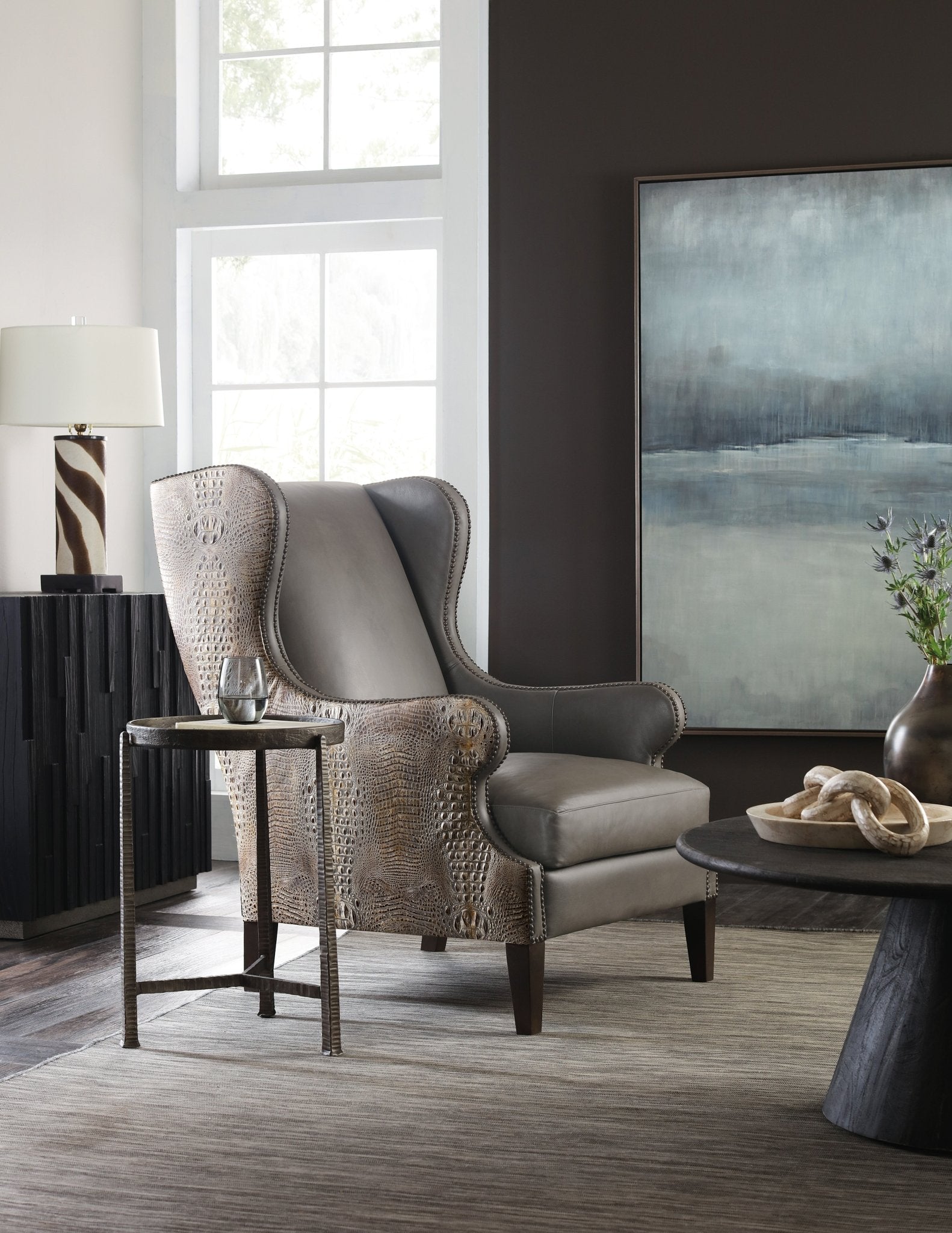 HookerClub Chair with Faux Croc