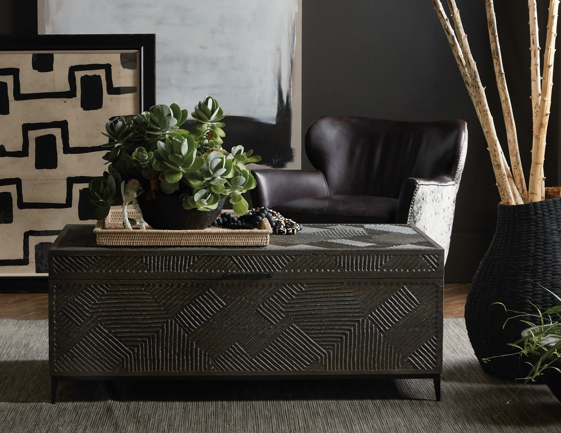 HookerCommerce & Market Carved Chest Cocktail Table