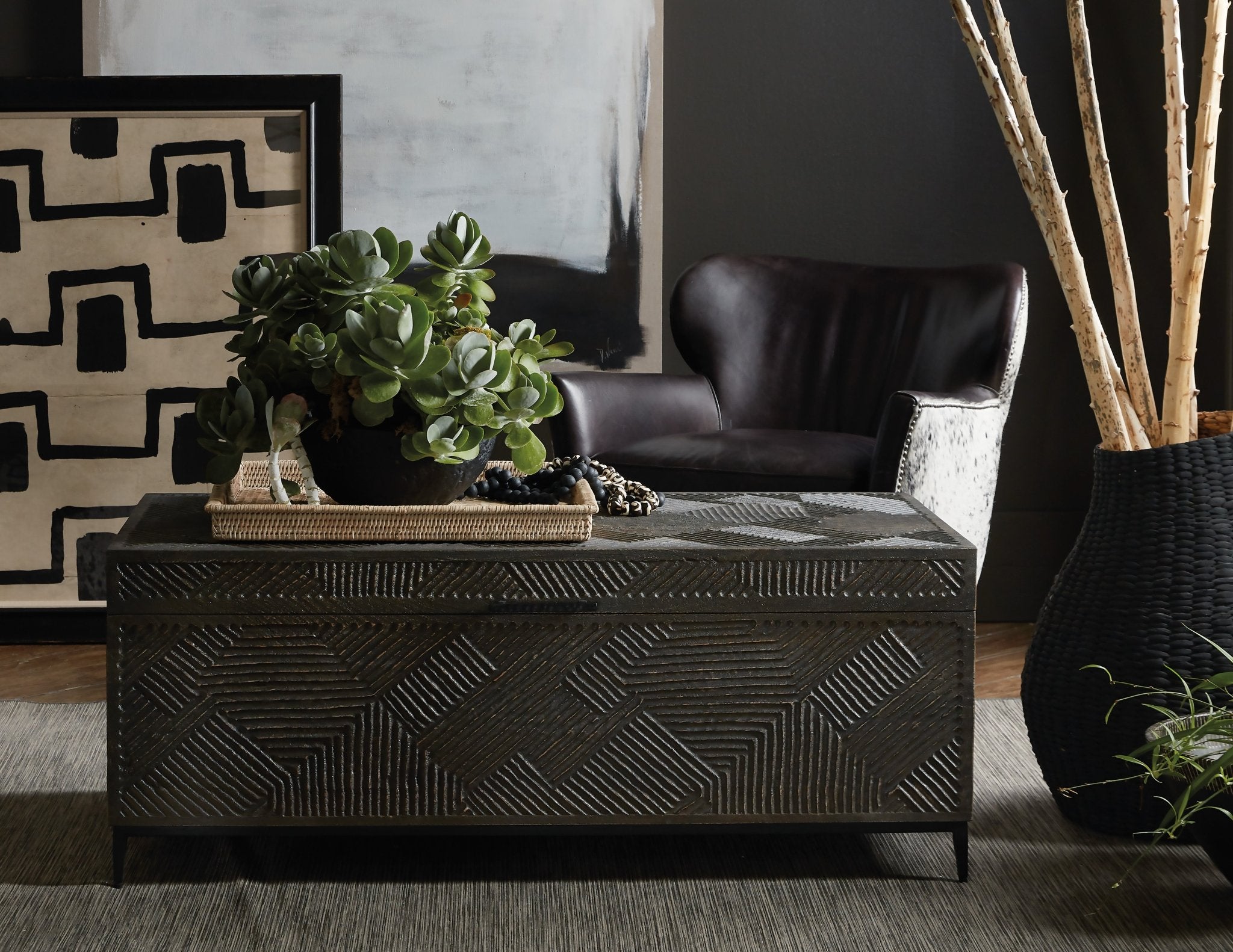 HookerCommerce & Market Carved Chest Cocktail Table