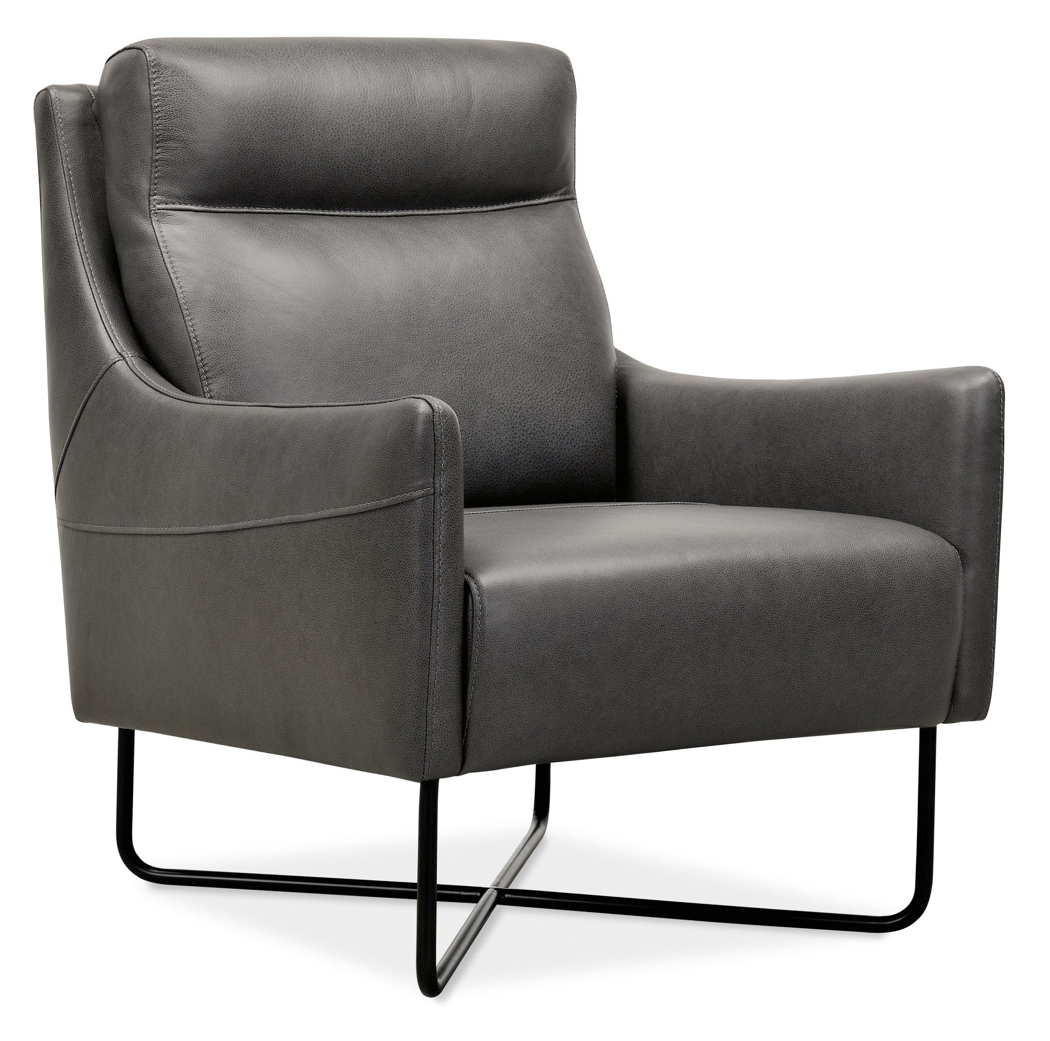 HookerEfron Club Chair with Black Metal Base