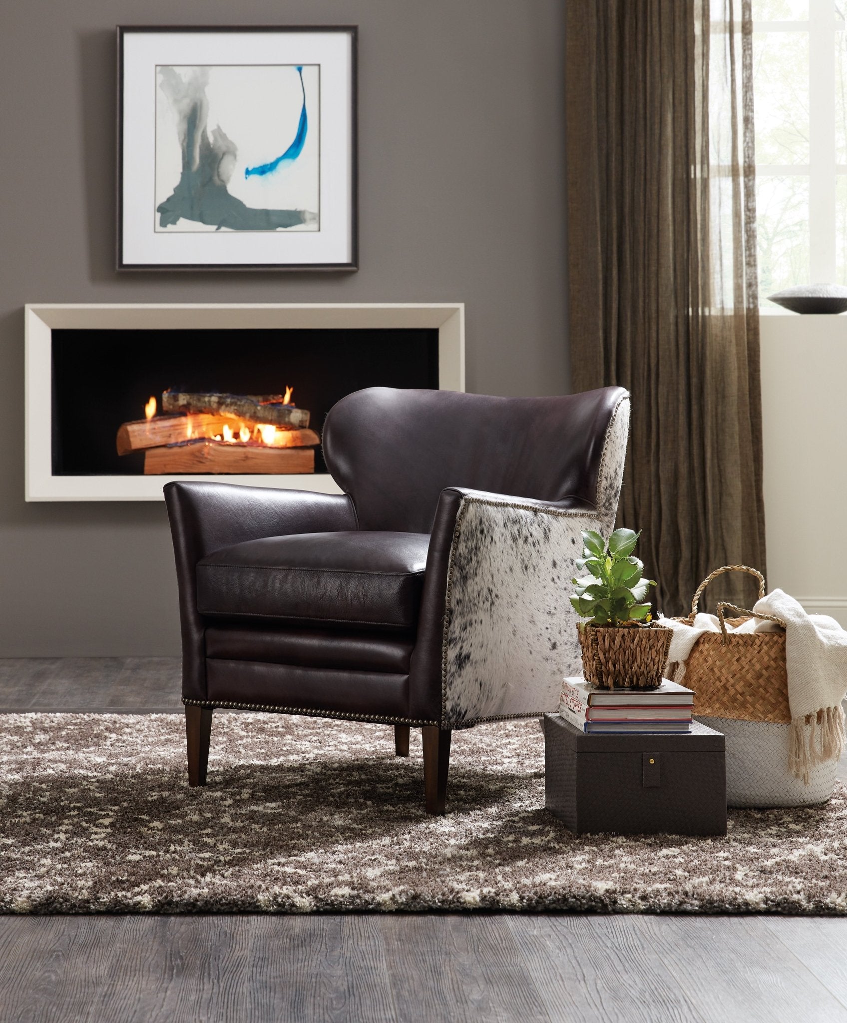 HookerKato Leather Club Chair with Salt Pepper HOH