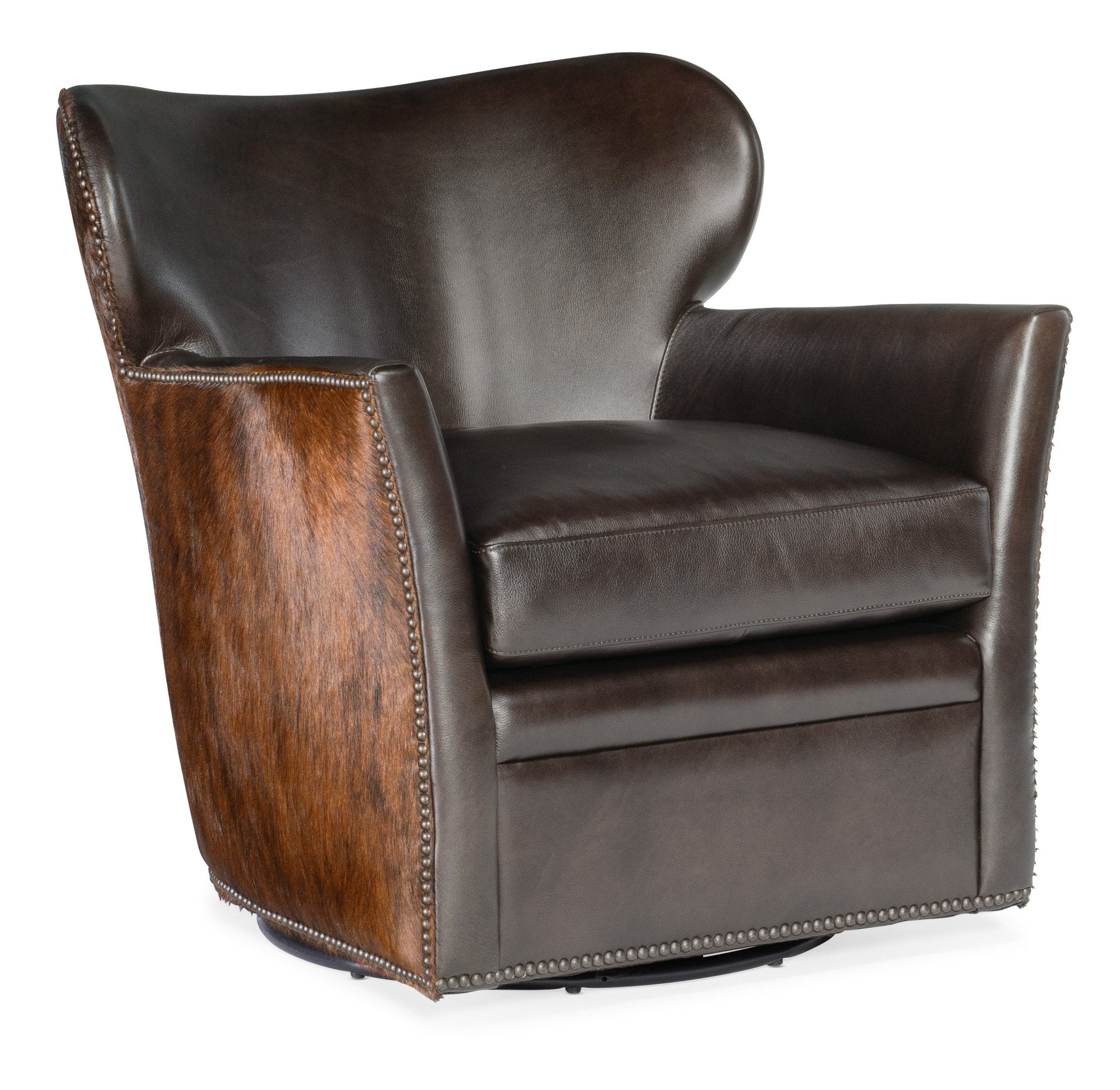 HookerKato Leather Swivel Chair with Dark HOH