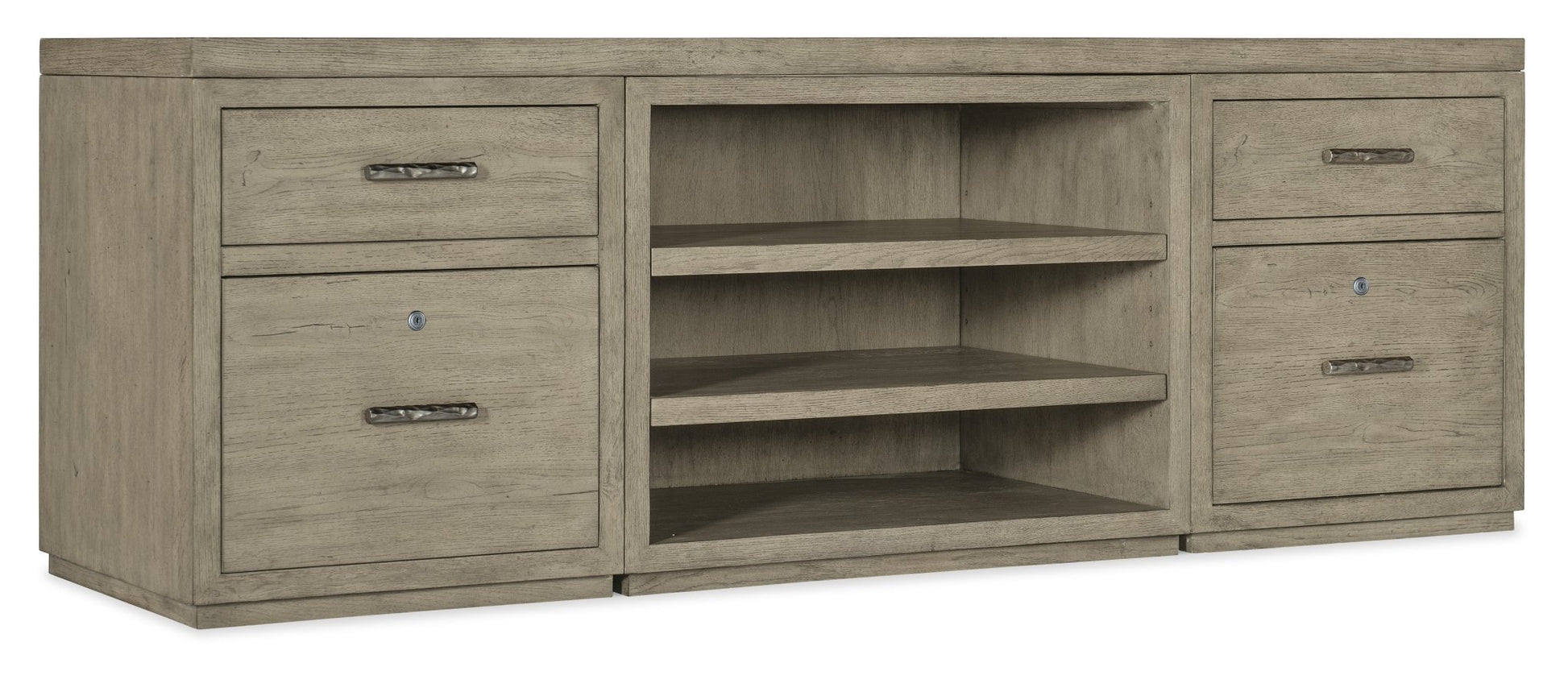 HookerLinville Falls 84" Credenza with Two Files and Open Desk Cabinet