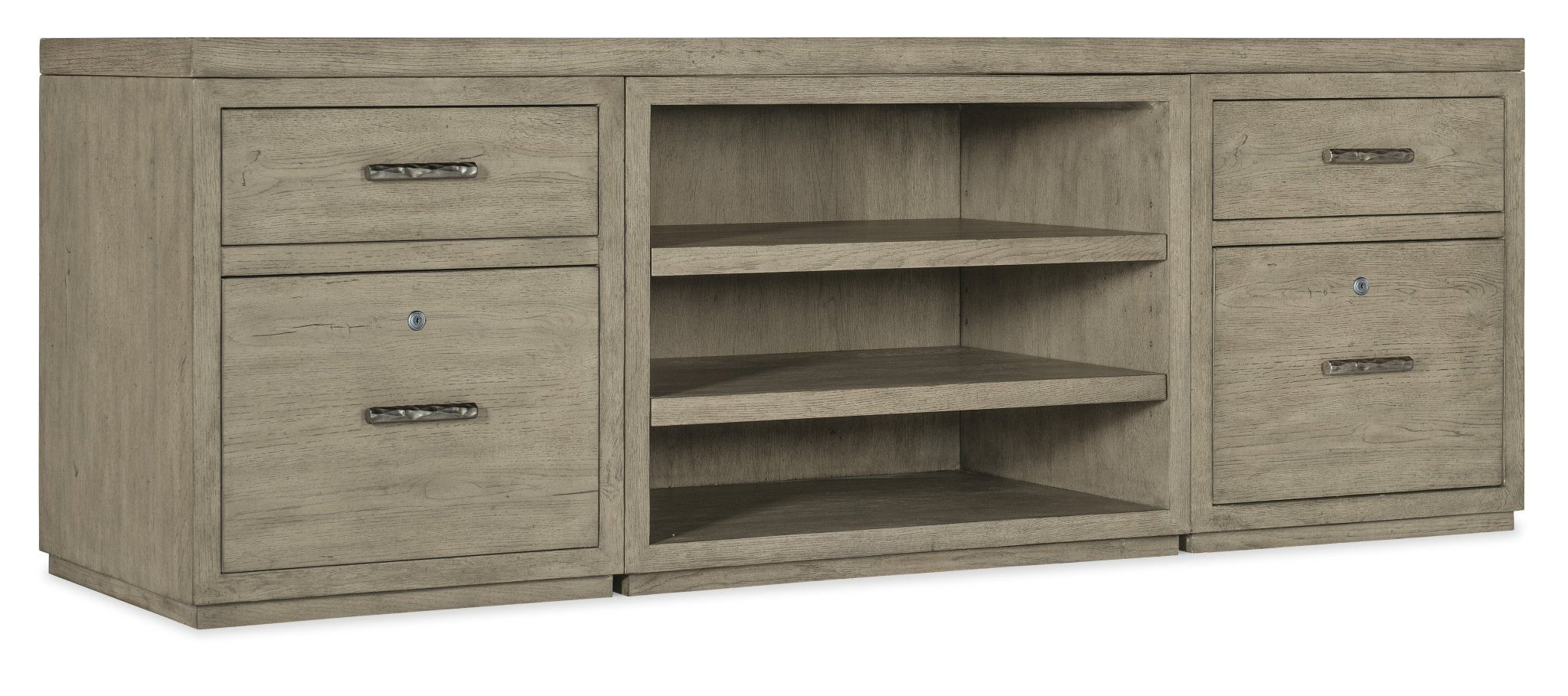 HookerLinville Falls 84" Credenza with Two Files and Open Desk Cabinet