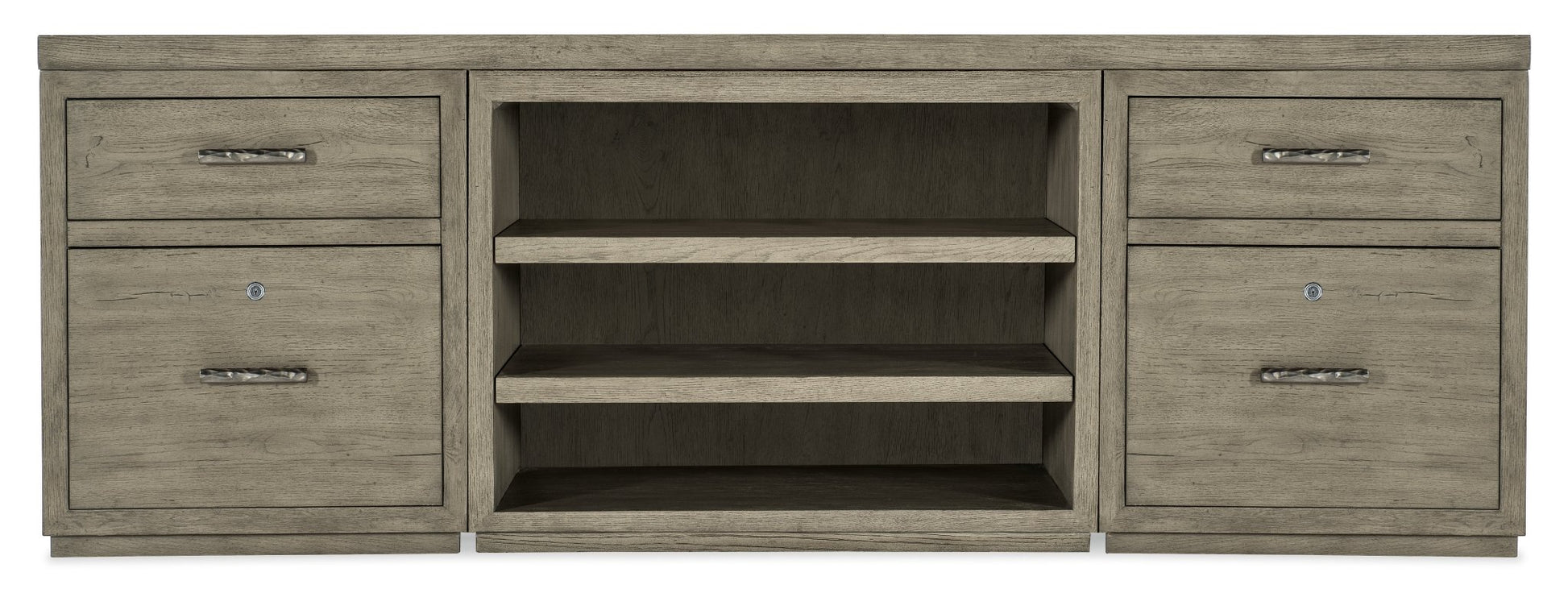 HookerLinville Falls 84" Credenza with Two Files and Open Desk Cabinet