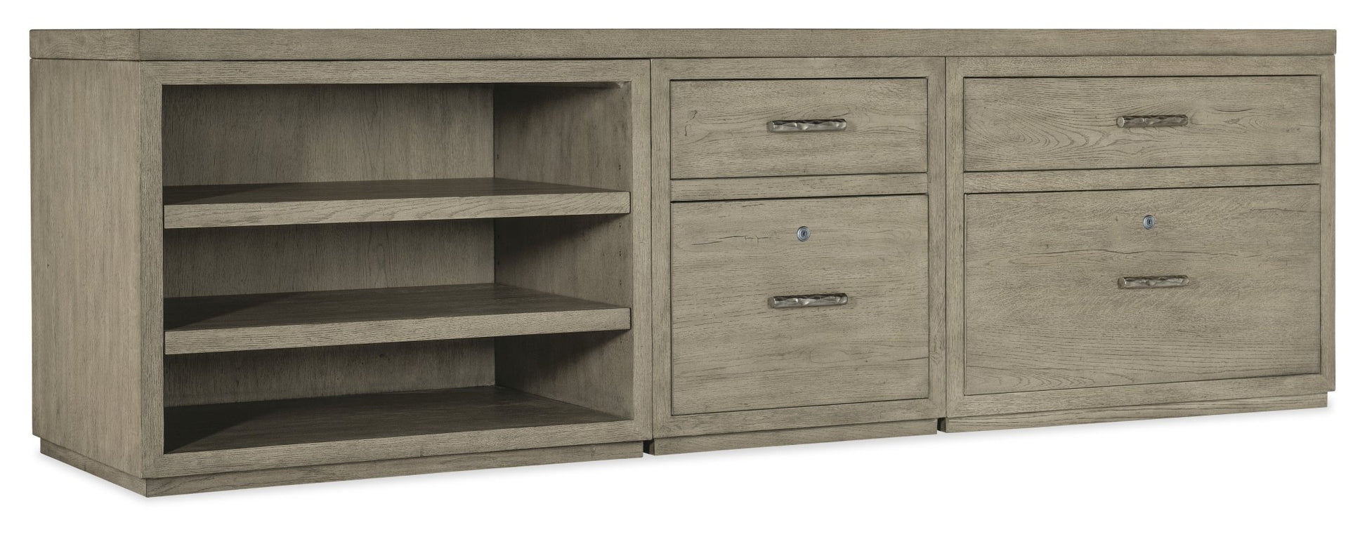 HookerLinville Falls 96" Credenza with File, Lateral File and Open Desk Cabinet