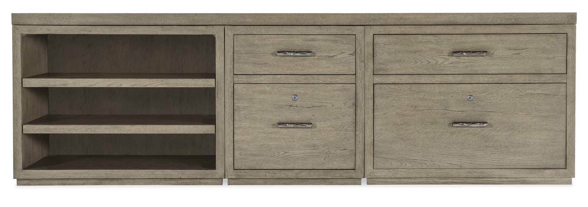 HookerLinville Falls 96" Credenza with File, Lateral File and Open Desk Cabinet