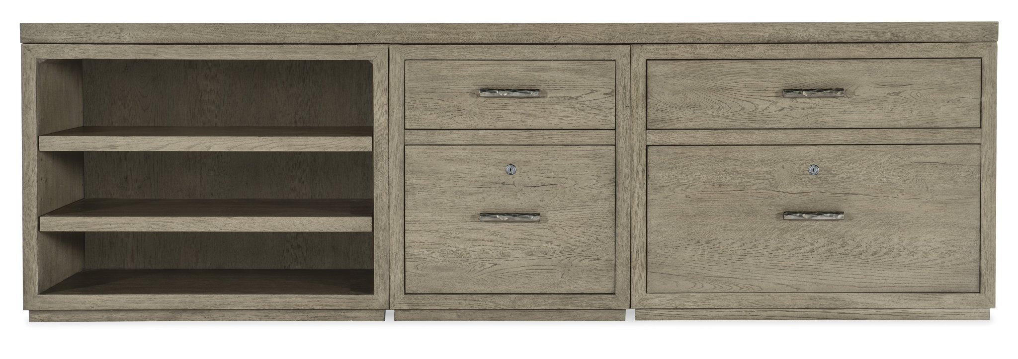 HookerLinville Falls 96" Credenza with File, Lateral File and Open Desk Cabinet