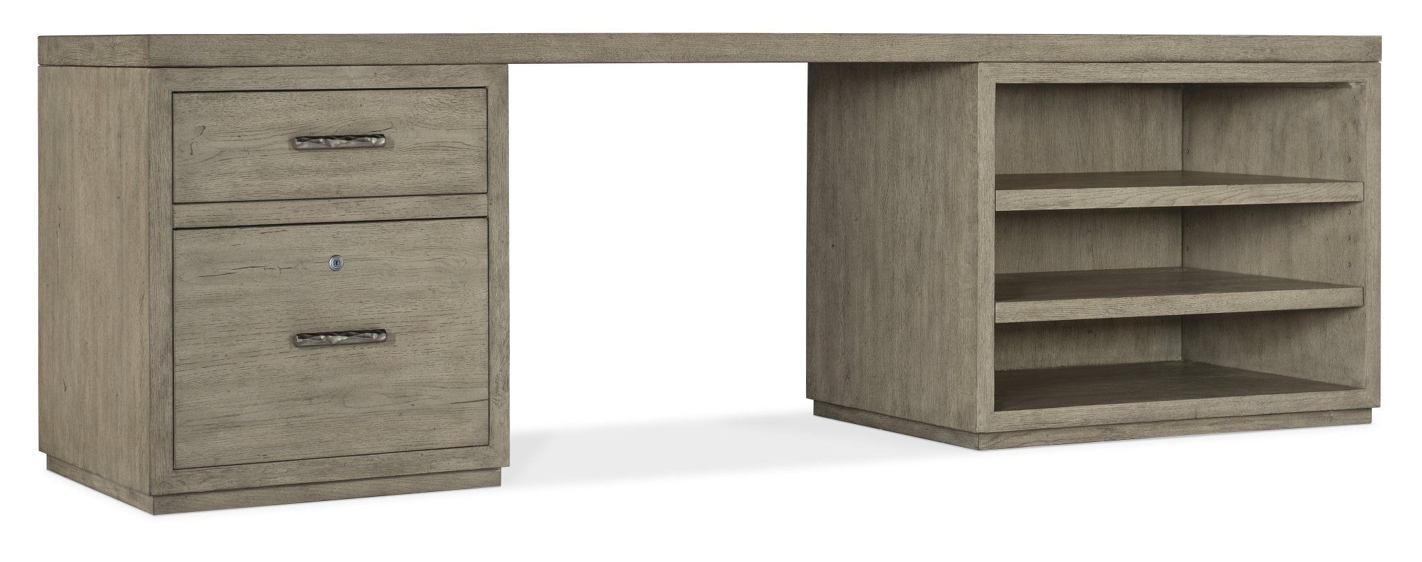 HookerLinville Falls 96" Desk with One File and Open Desk Cabinet