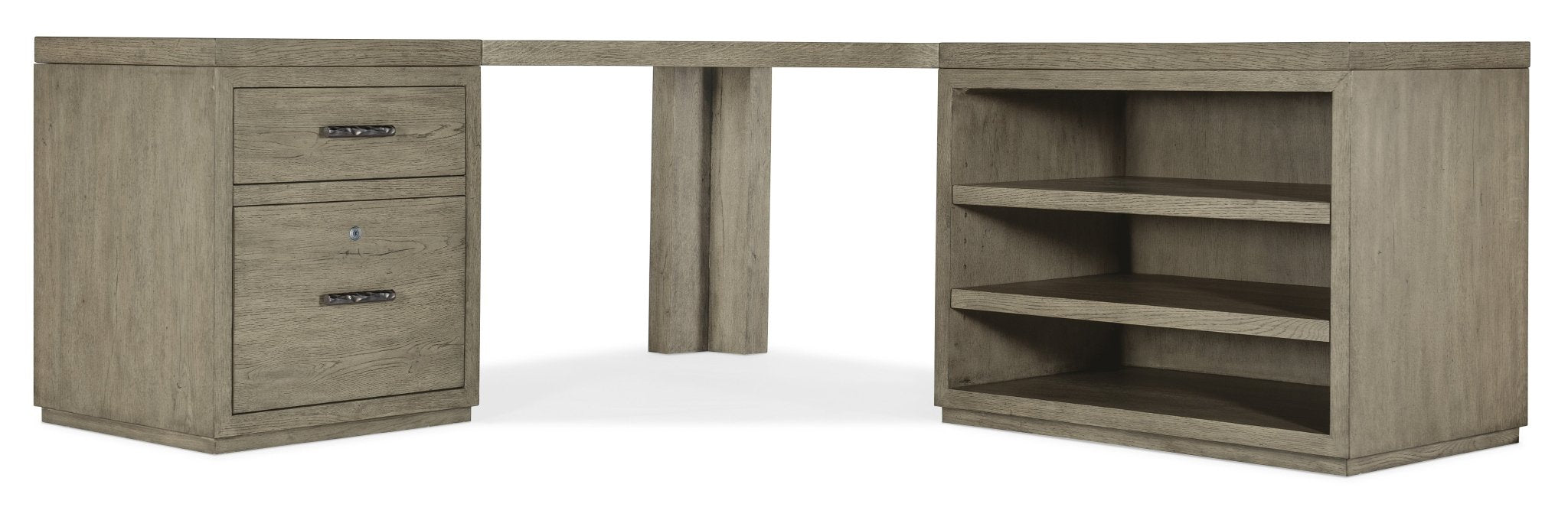 HookerLinville Falls Corner Desk with File and Open Desk Cabinet