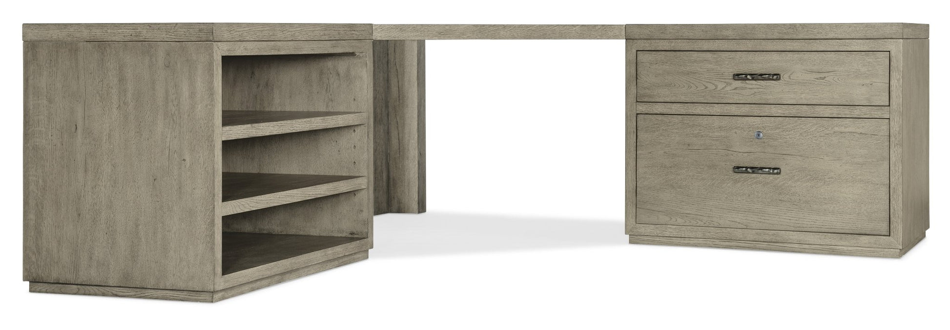 HookerLinville Falls Corner Desk with Lateral File and Open Desk Cabinet