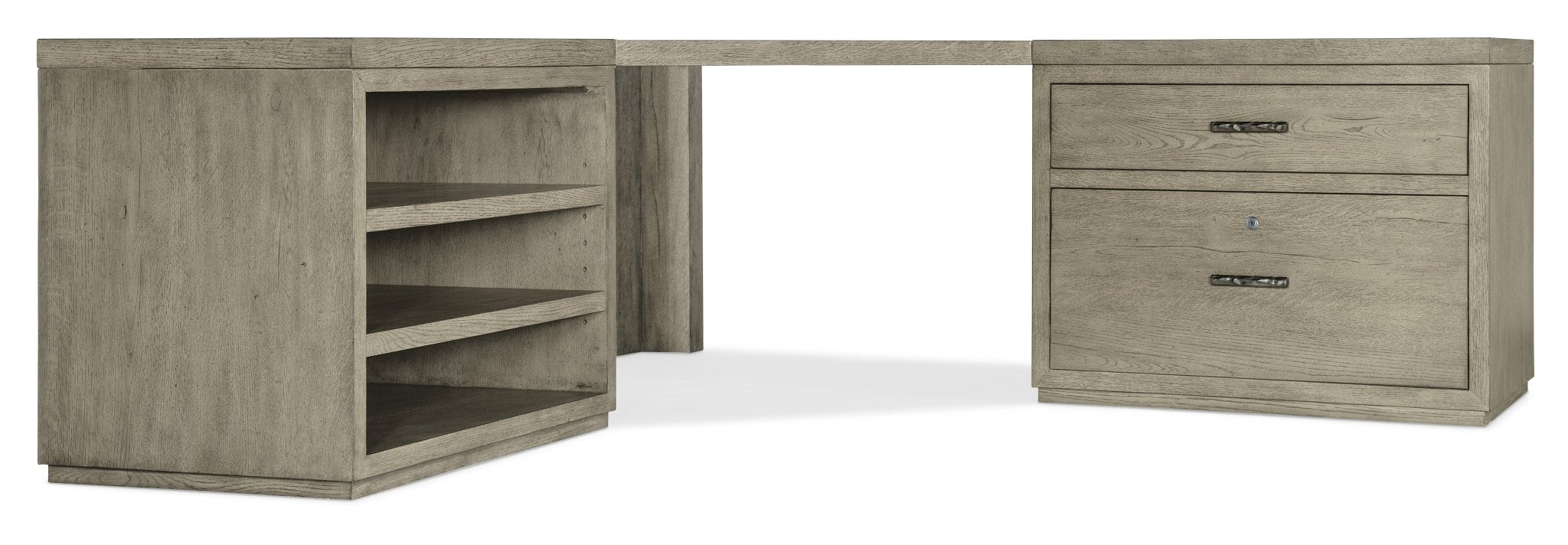 HookerLinville Falls Corner Desk with Lateral File and Open Desk Cabinet