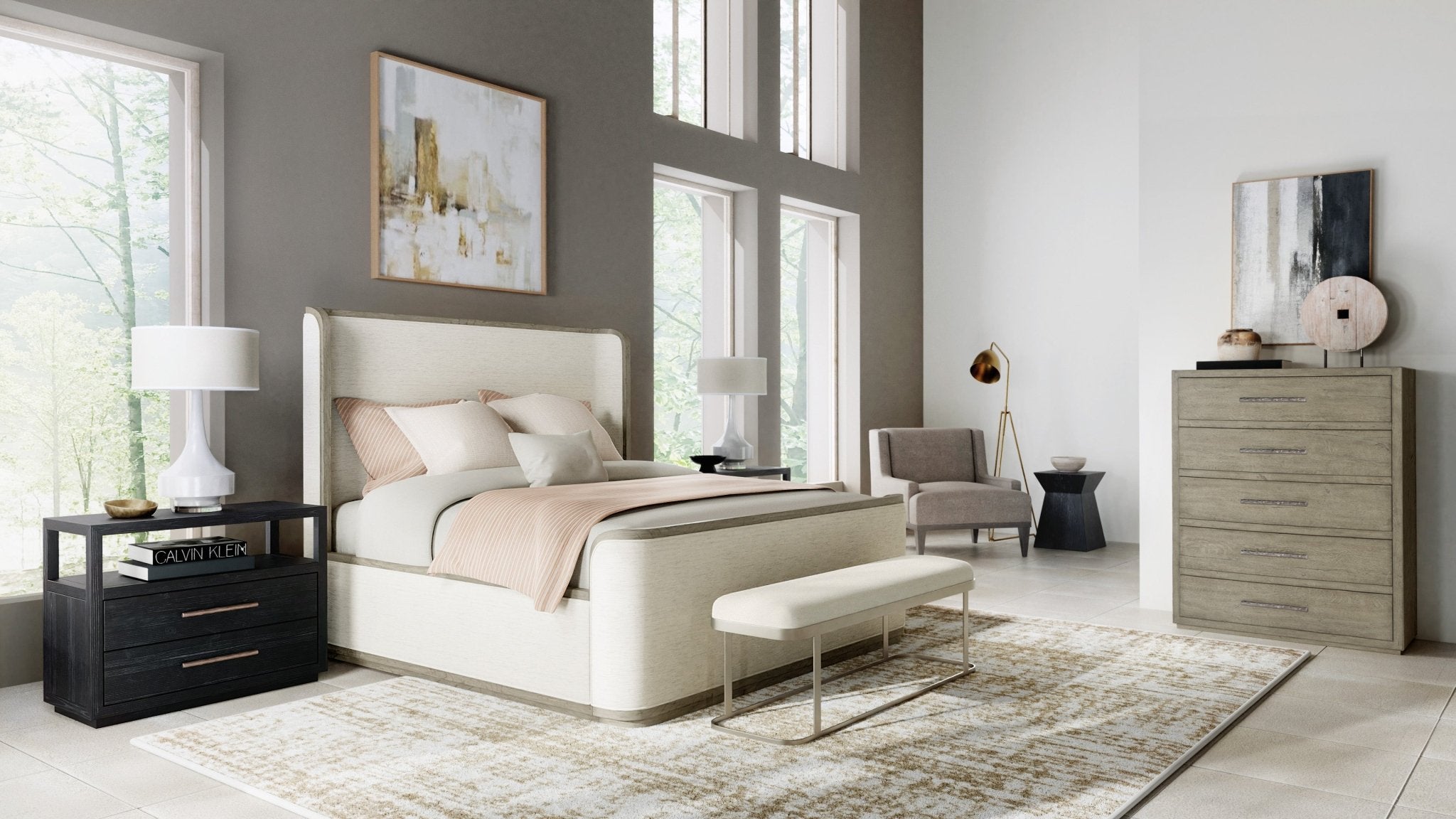 HookerLinville Falls River Branch Upholstered Bench