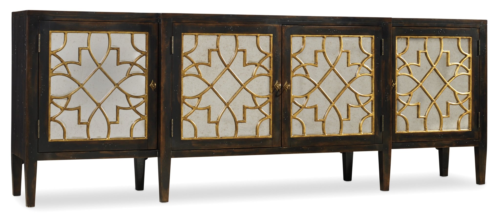 HookerSanctuary Four Door Mirrored Console - Ebony