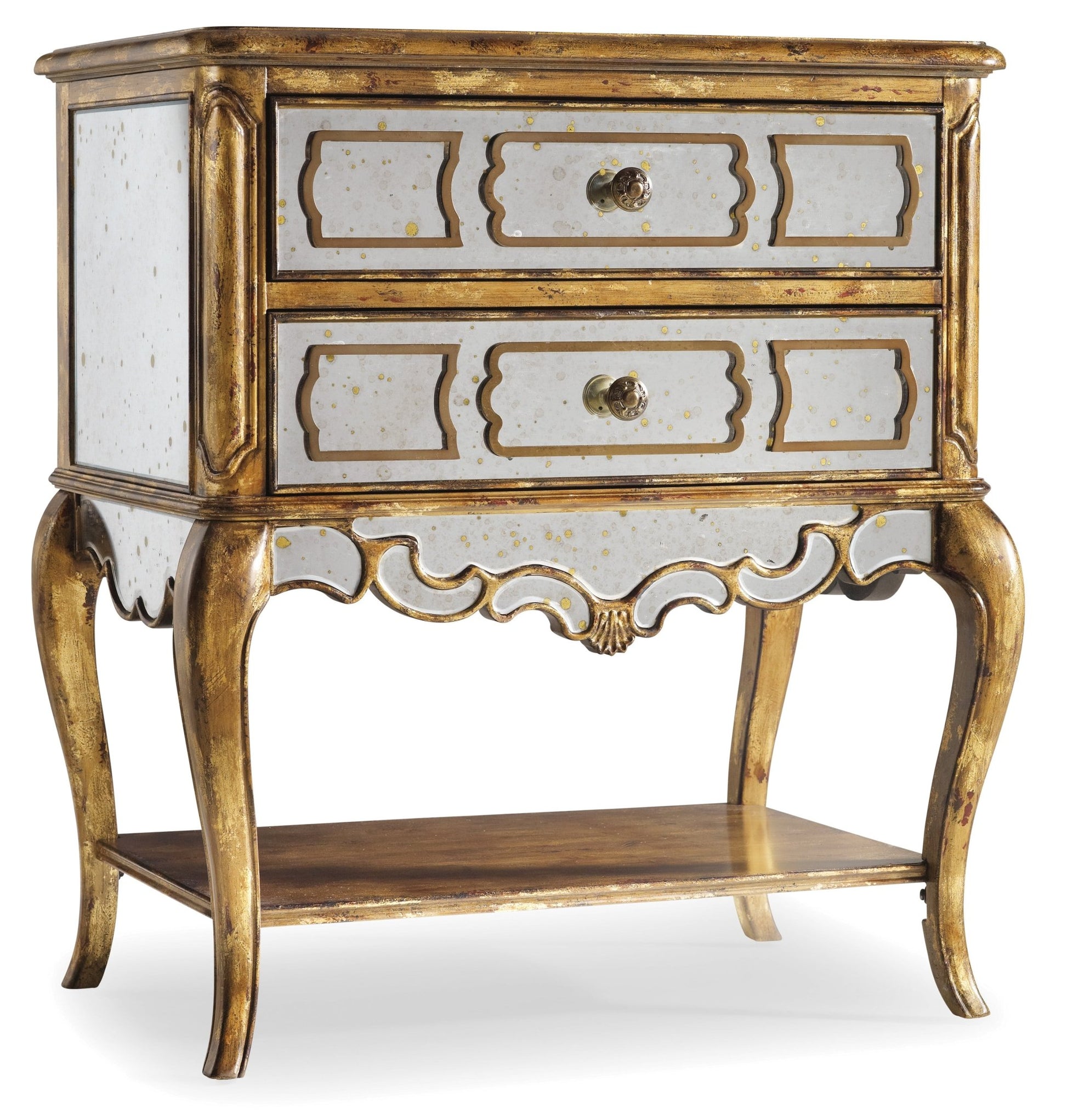 HookerSanctuary Mirrored Leg Nightstand - Bling