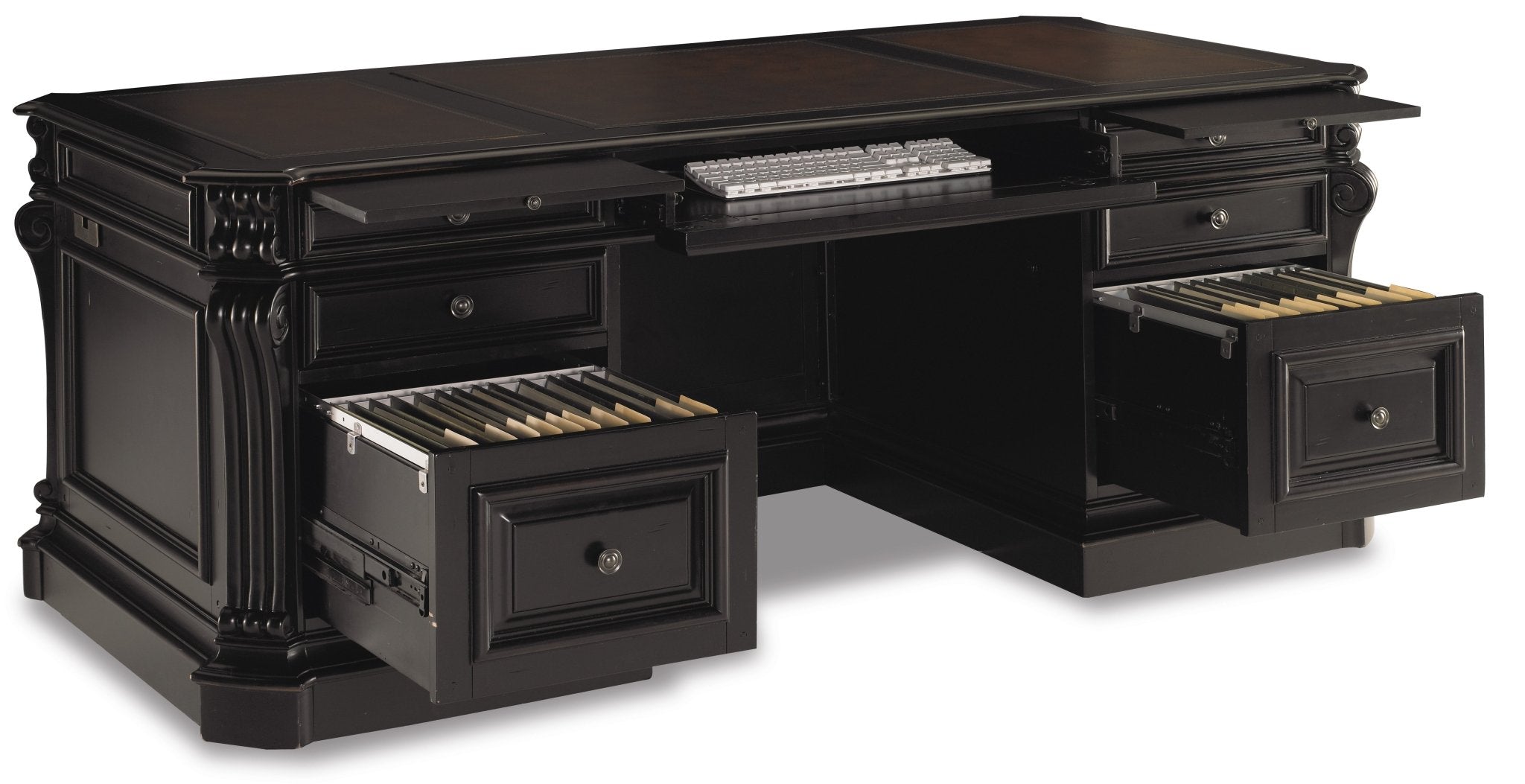 HookerTelluride 76'' Executive Desk withLeather Panels
