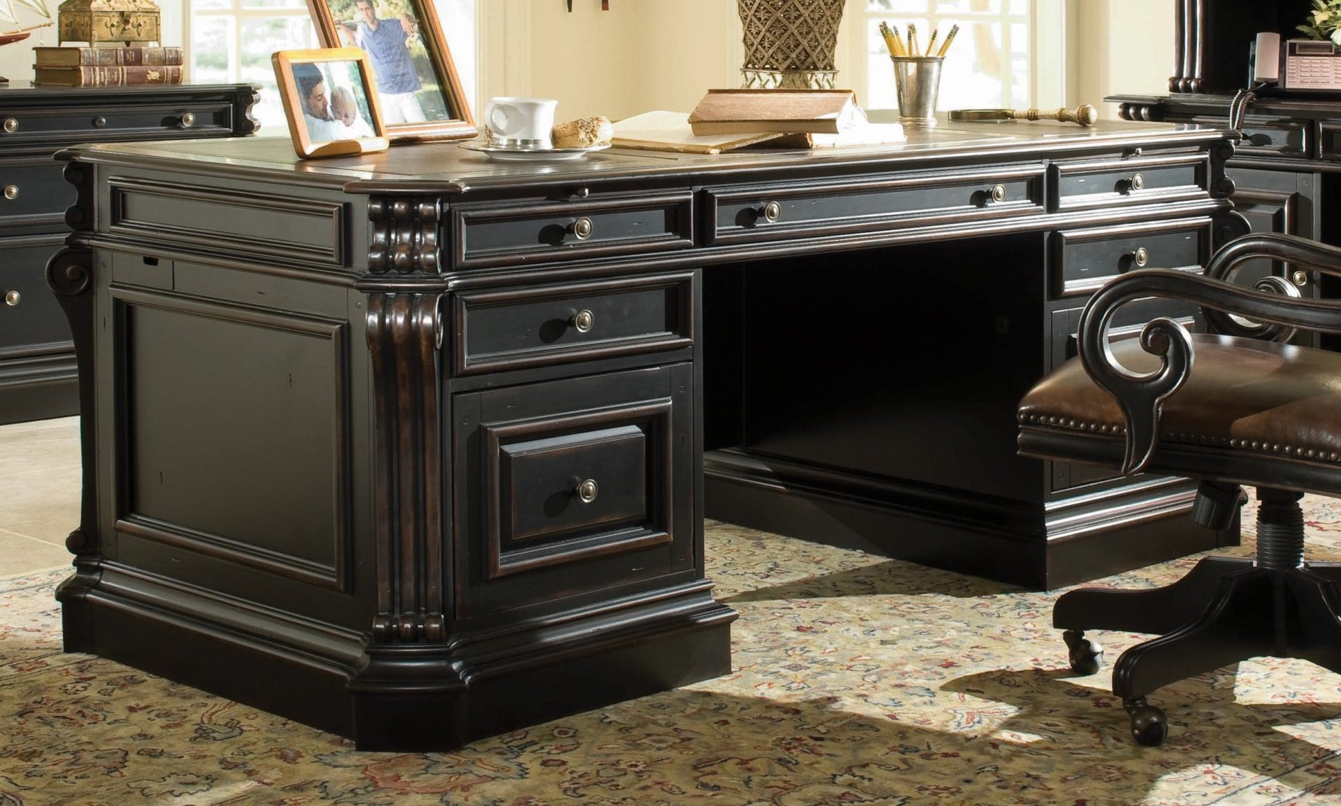 HookerTelluride 76'' Executive Desk withWood Panels