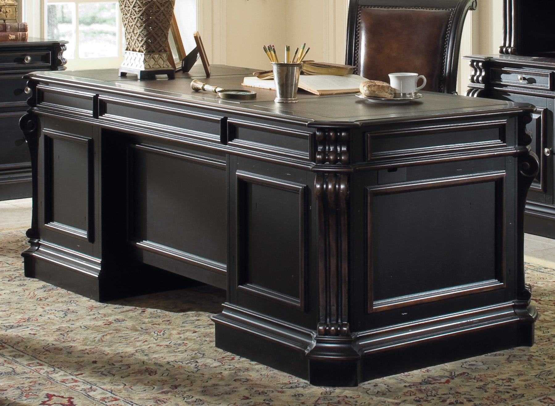 HookerTelluride 76'' Executive Desk withWood Panels