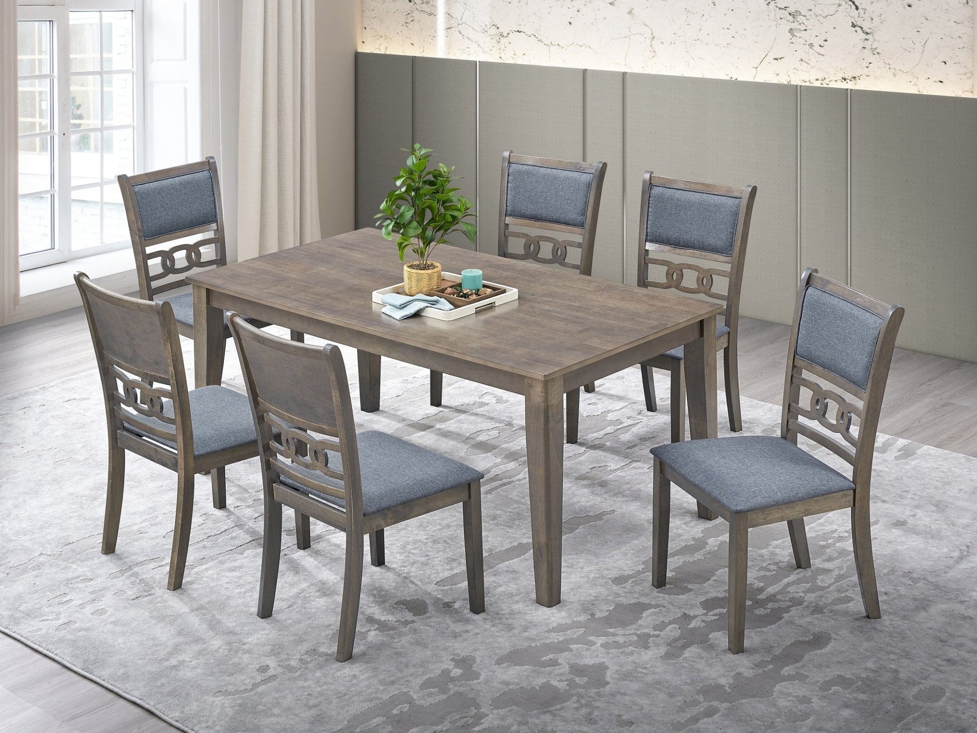 IFDCAntique Grey 7Pc Dining Set T - 1080 C - 1084