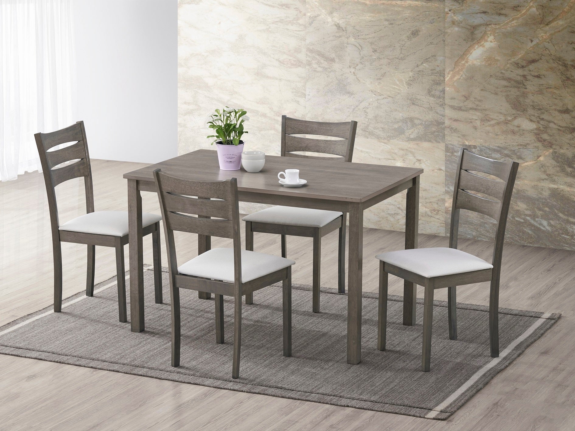 IFDCAntique Grey Wooden 5Pc Dining Set T - 1050 C - 1052
