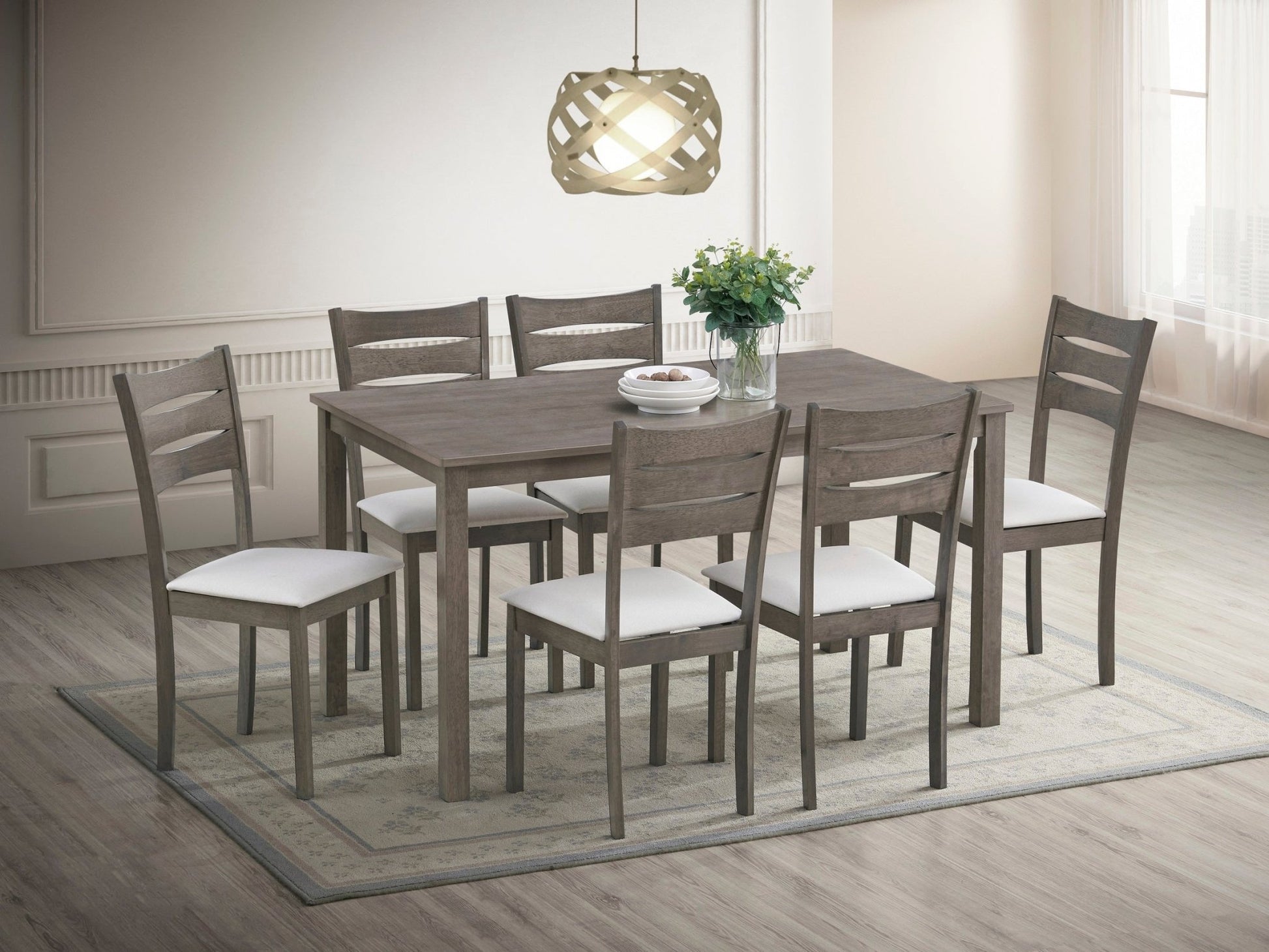 IFDCAntique Grey Wooden 7Pc Dining Set T - 1051 C - 1052