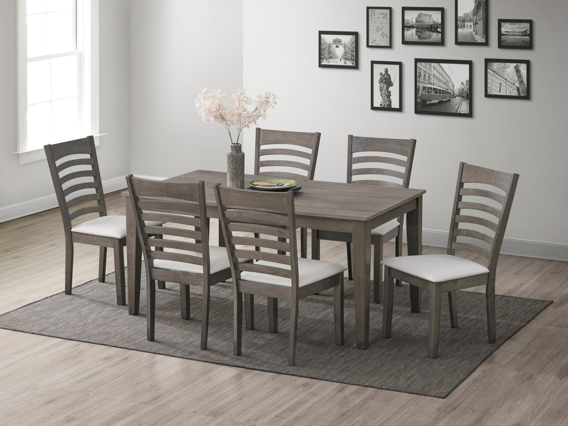 IFDCAntique Grey Wooden7Pc Dining Set T - 1080 C - 1082