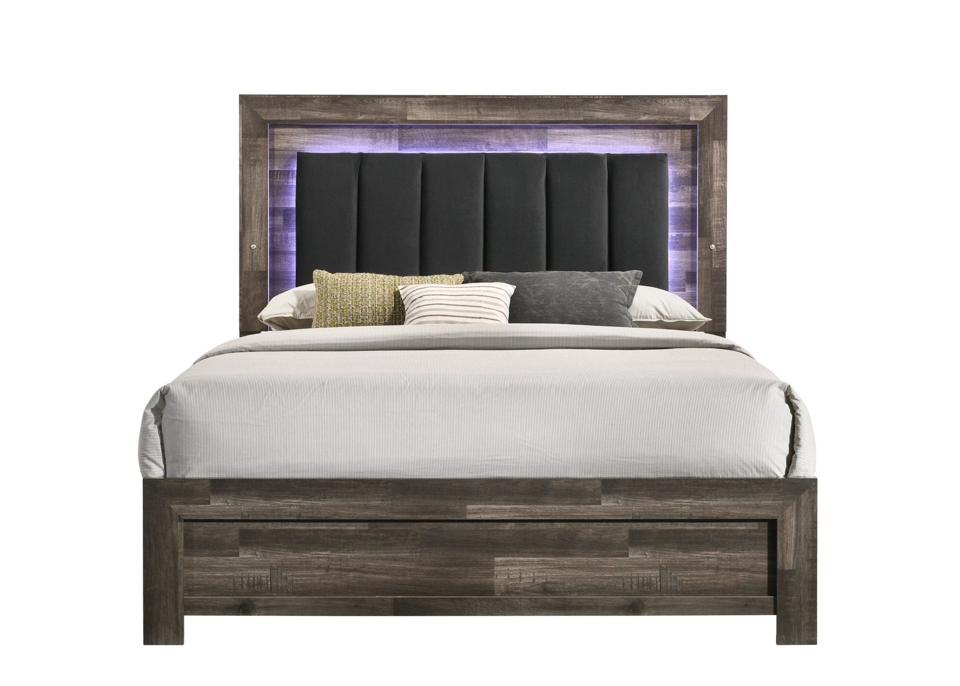 IFDCAthens LED Driftwood Brown Finish 6 PC Bedroom Set Athens