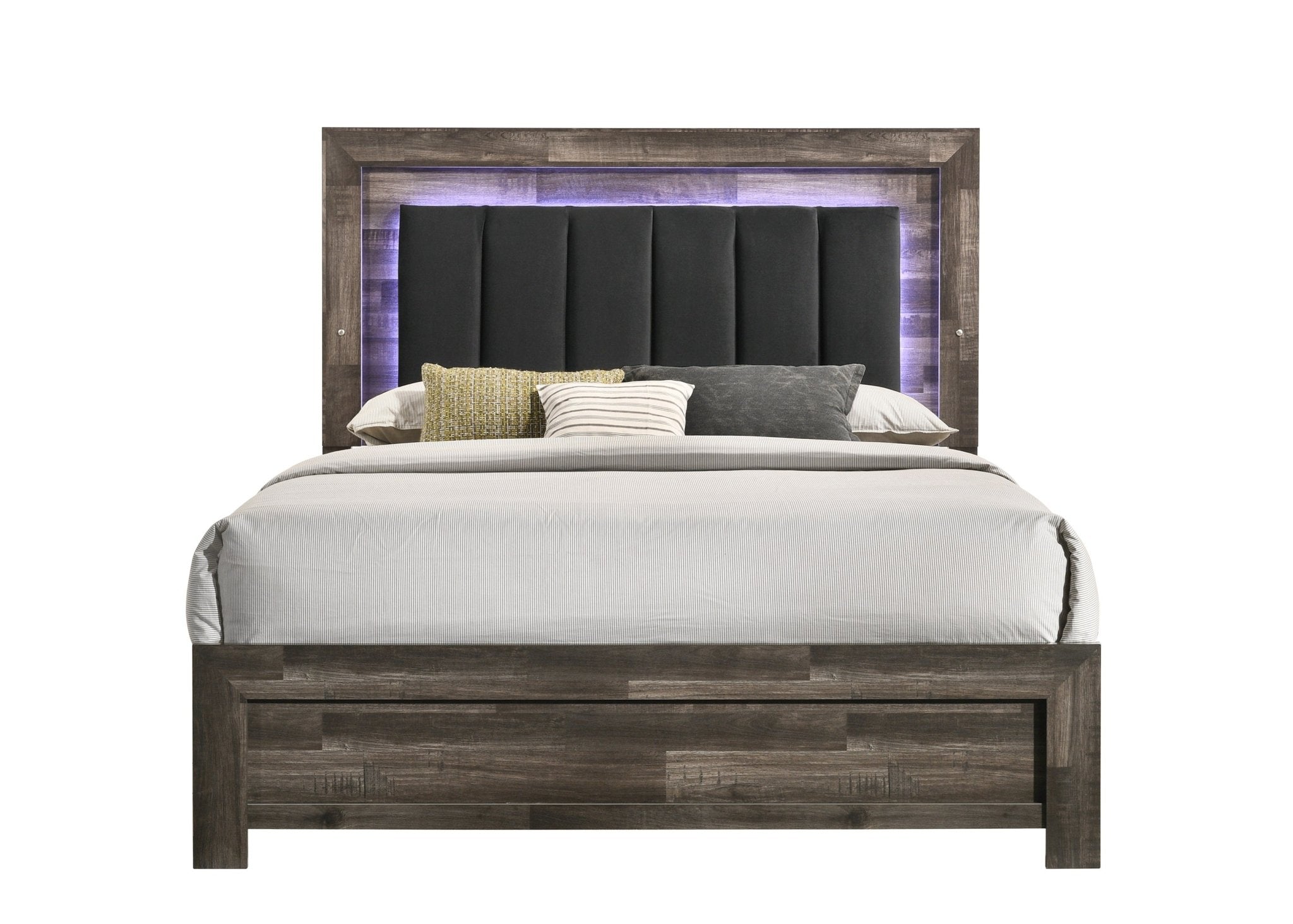 IFDCAthens LED Driftwood Brown Finish 6 PC Bedroom Set Athens