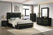 IFDCAurora Black Velvet Bedroom Set
